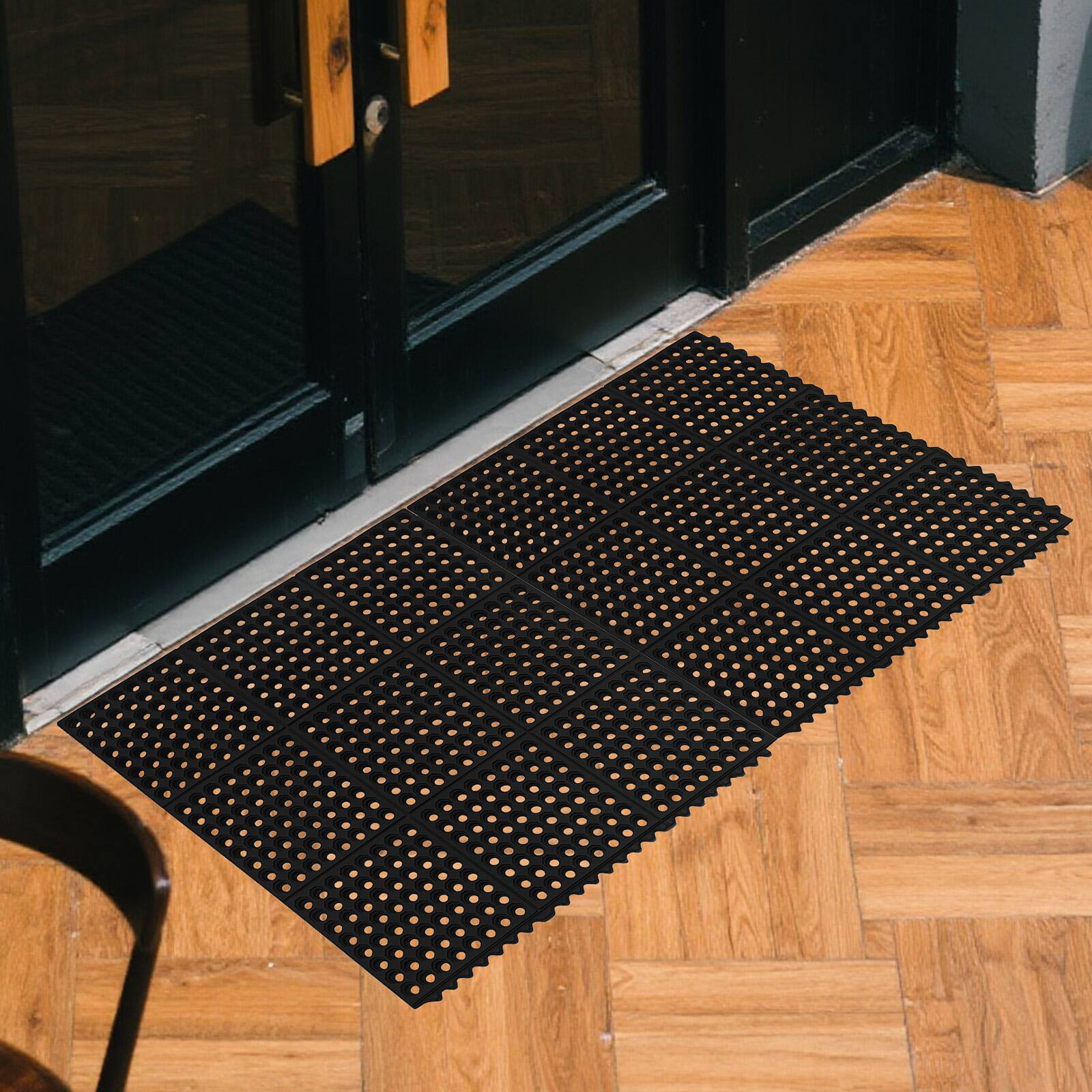 Alt View 8. Winado - 36"x36" Anti-Fatigue Standing Mat Interlocking Rubber Floor Mat with Non-Slip, Drainage Holes for Restaurant Home Garage - Black.