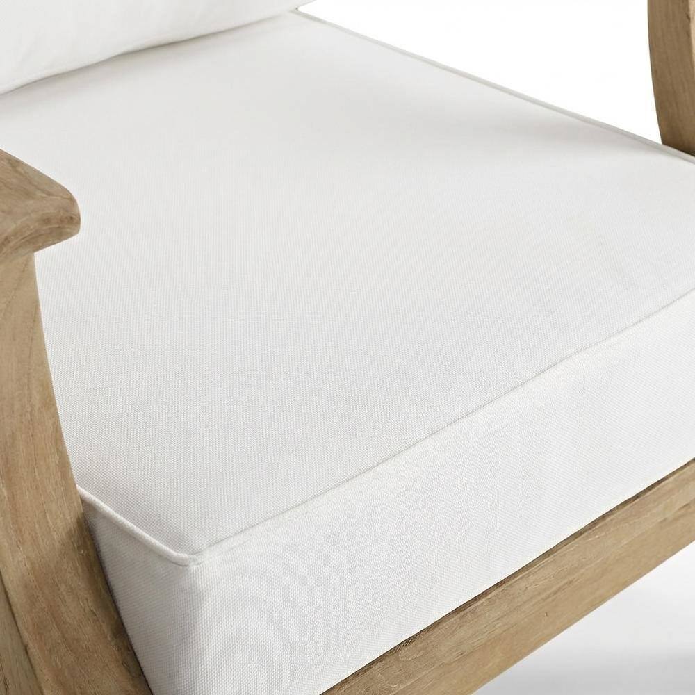 Alt View 1. Outdoor Escape - Teak Outdoor Patio Armchair With Cushions And Ergonomic Support - White.