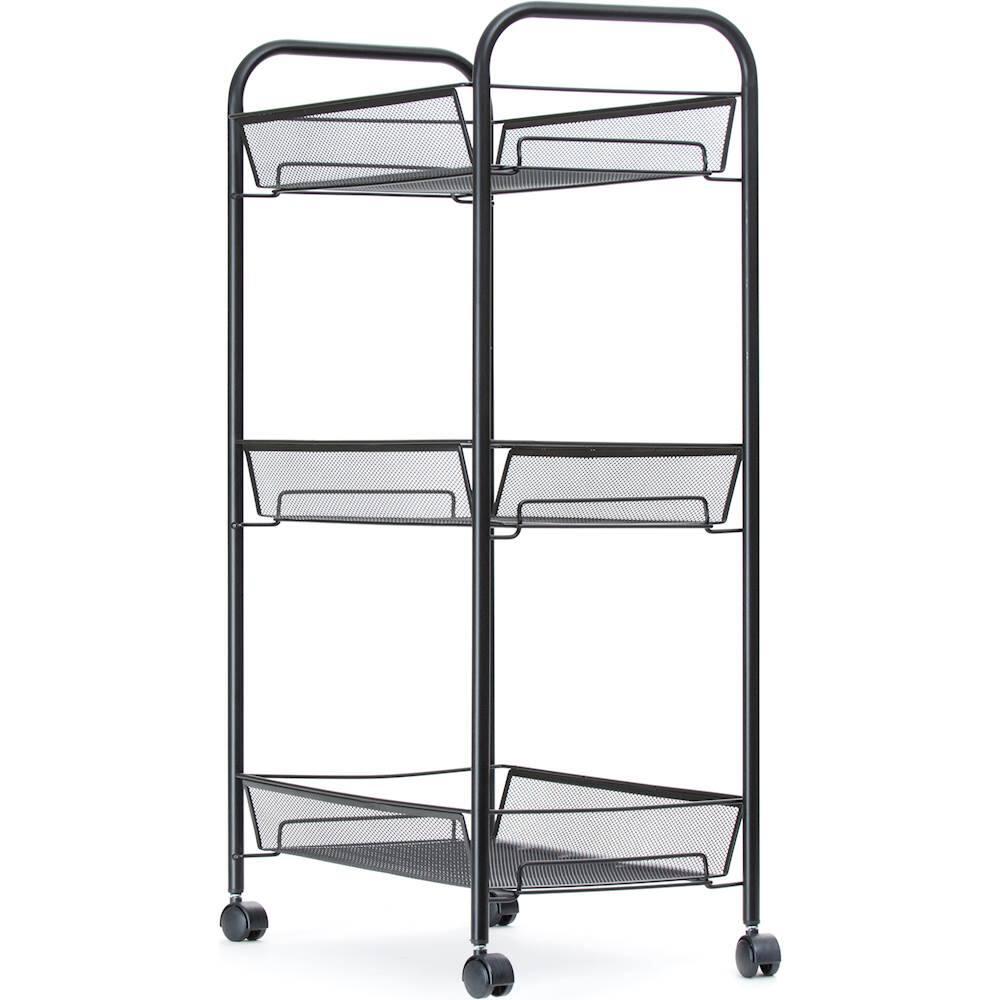 Angle. Mind Reader - Roll Metal Mesh 3-Shelf Cart - Black.