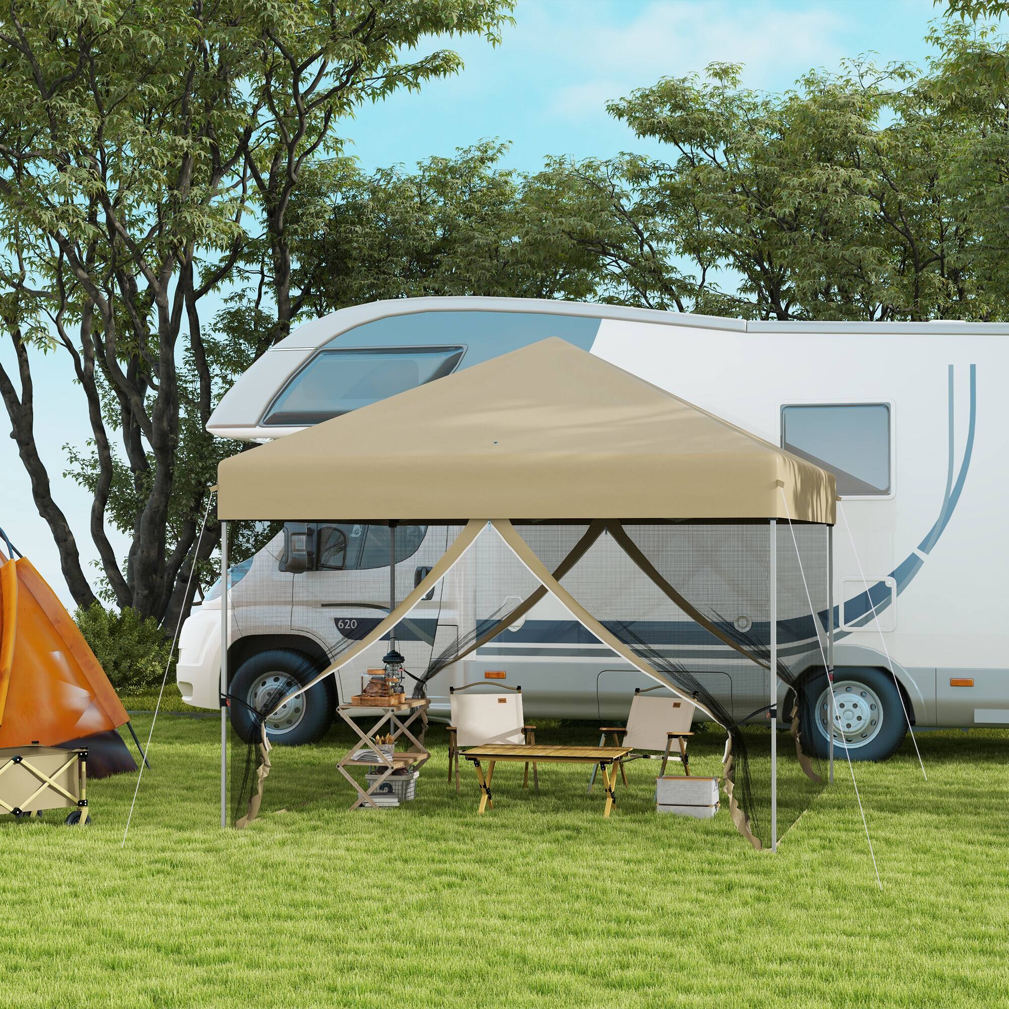 Alt View 7. Outsunny - Pack Folding Camping Chair, Portable Beach Chairs Armchairs, Perfect for Festivals, Fishing - Khaki.