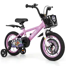 Costway - 14" Kid's Bike for 3-5 with Height-Adjustable Handlebar & Saddle Handbrake - Purple