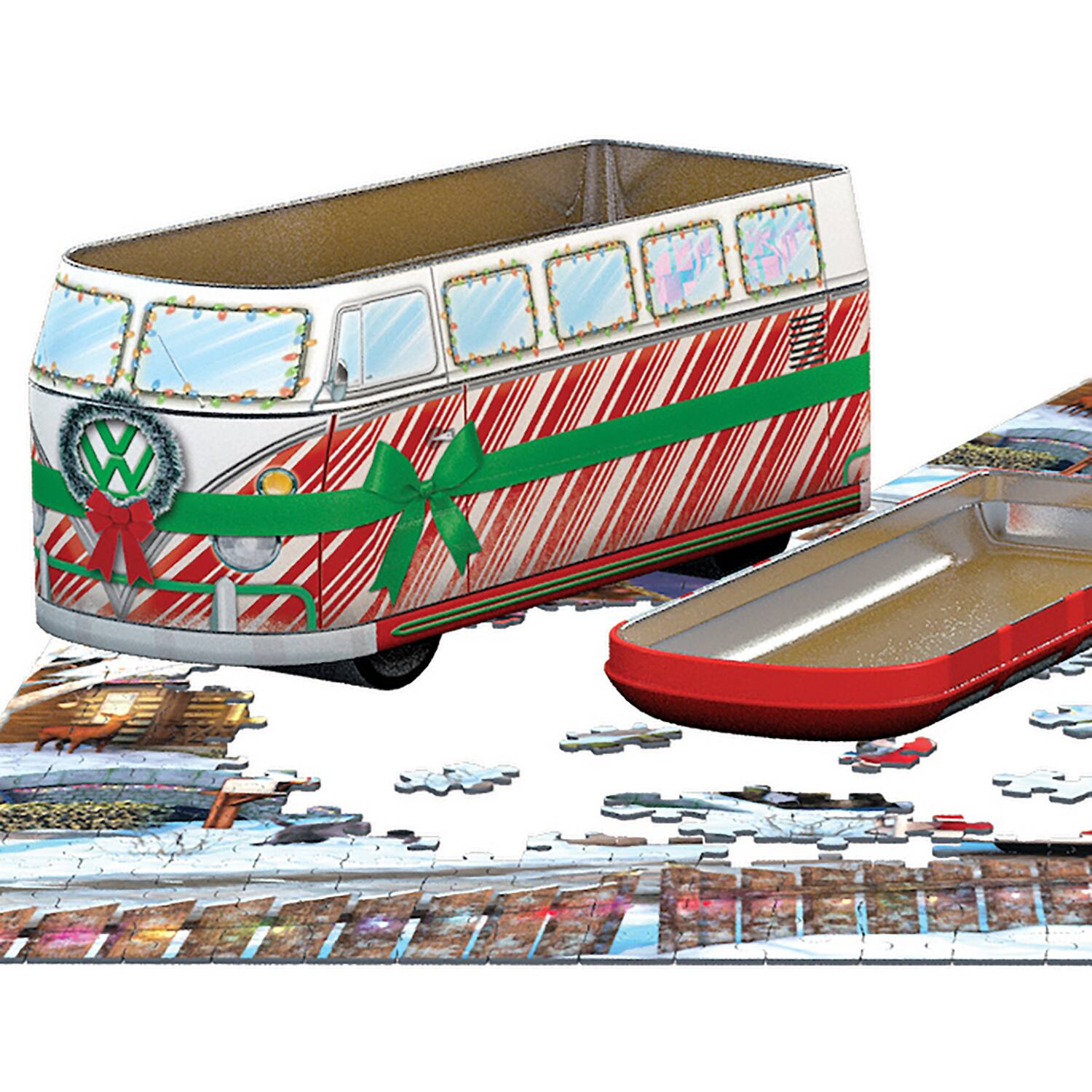 Back. Eurographics - Puzzle Tin: VW Christmas Bus - 550 Piece.