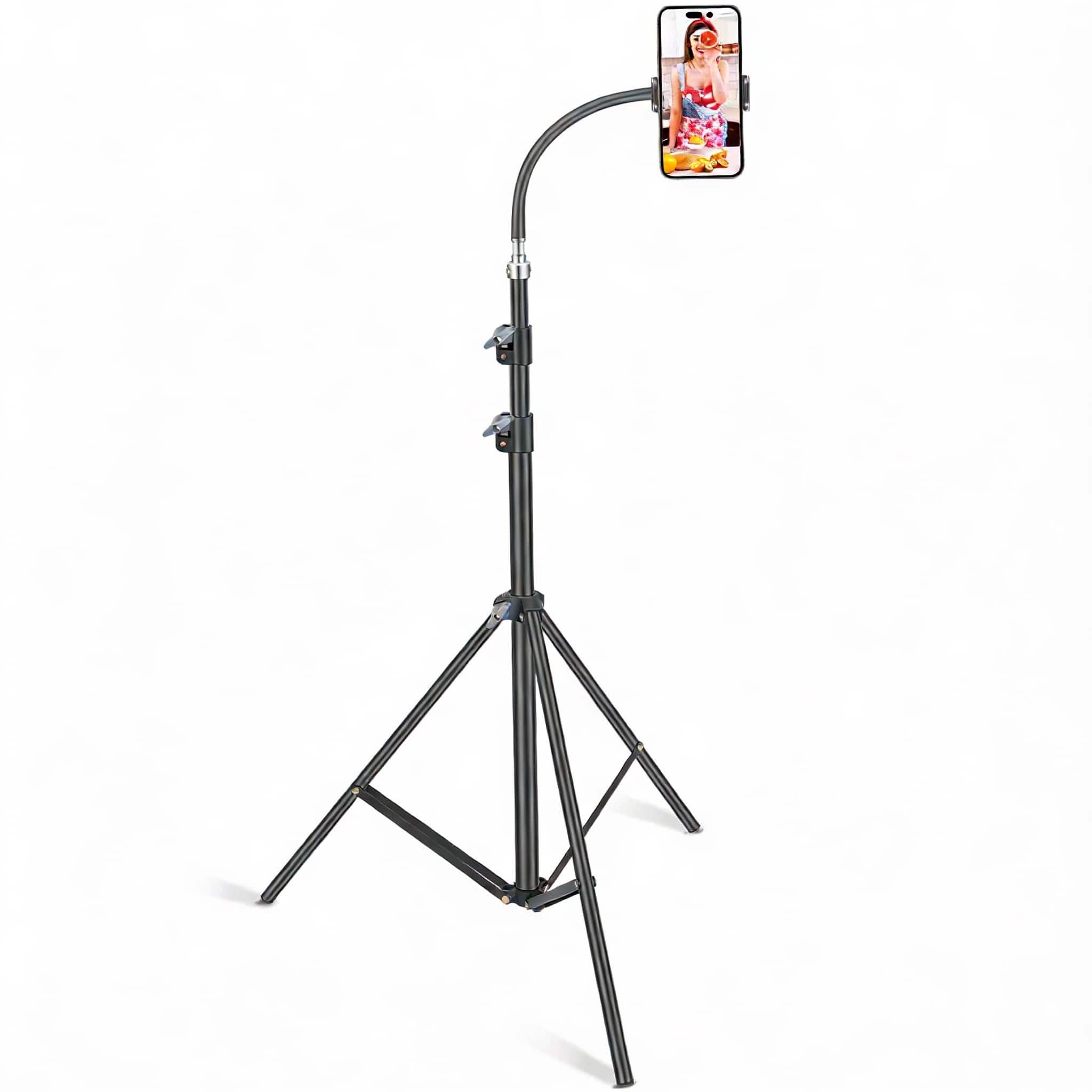 METALTON - Floor Tripod Stand 7 2 Feet Retractable Adjustable Gooseneck Tall For Pro Max Xs With Smart Phone Holder Clamp - Default