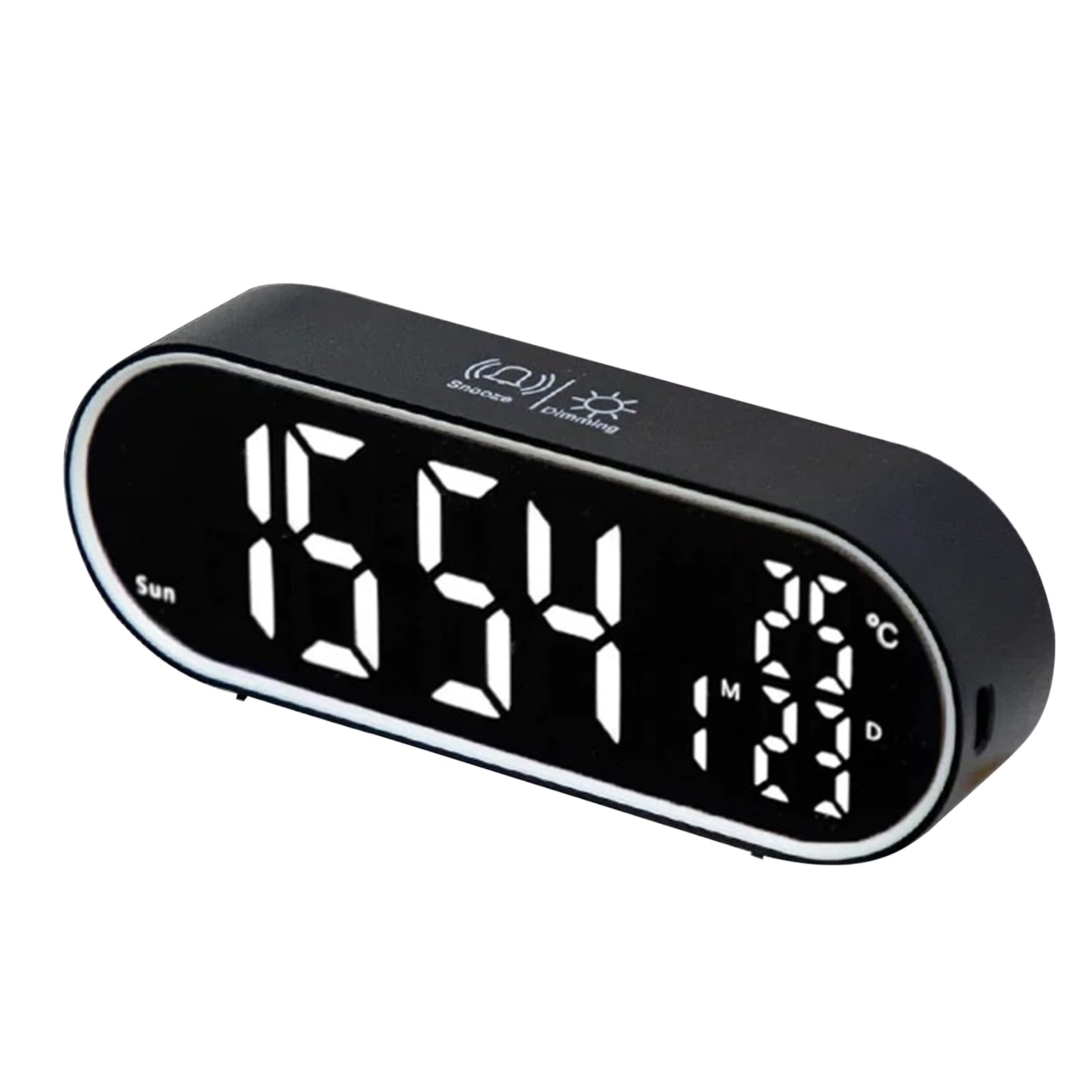 Front. Dazzed Corner - Digital Alarm Clock Large LED Display,USB Ports - Black.