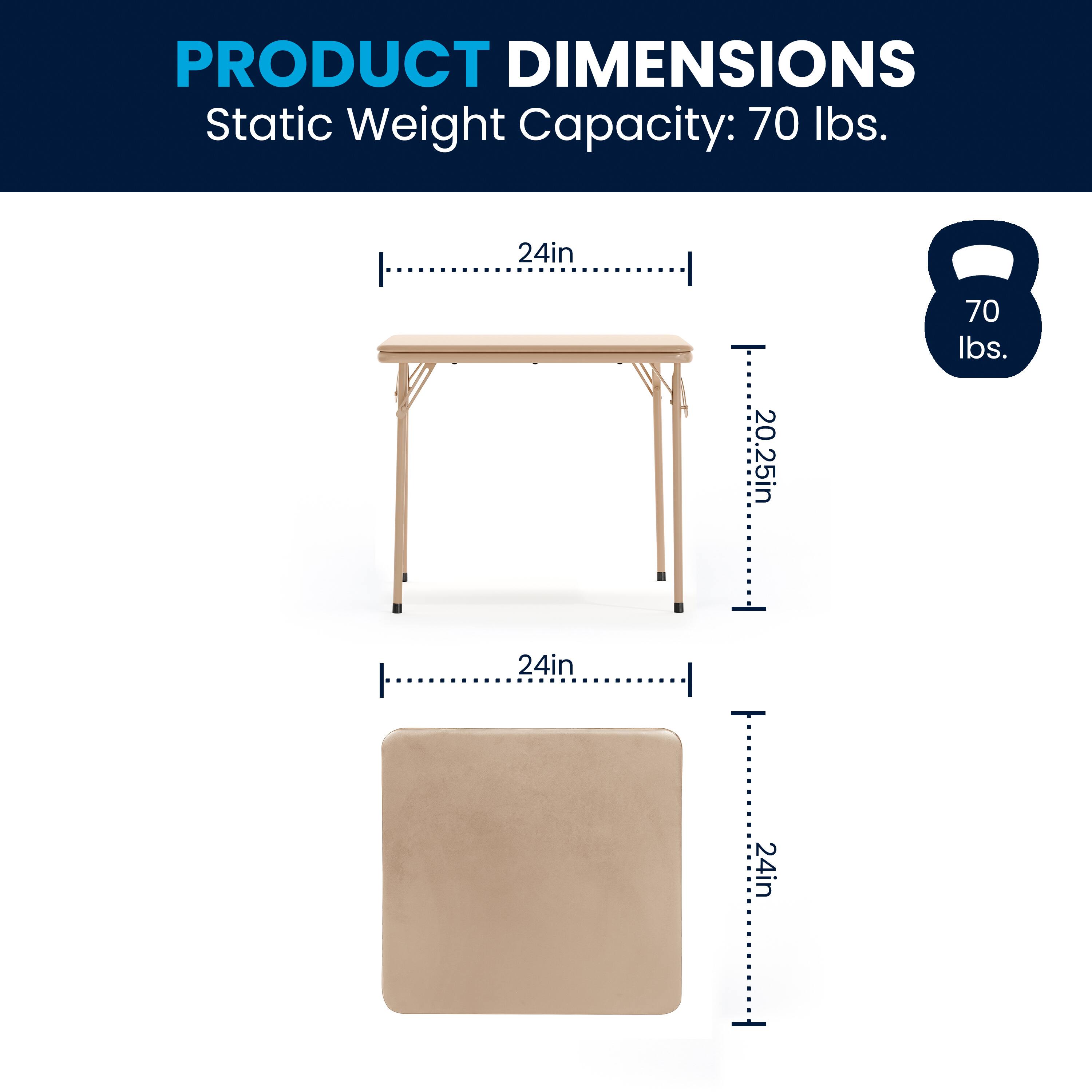 PRODUCT DIMENSIONS  
Static Weight Capacity: 70 lbs.  
24in x 20.25in  
70 lbs.  
24in x 24in