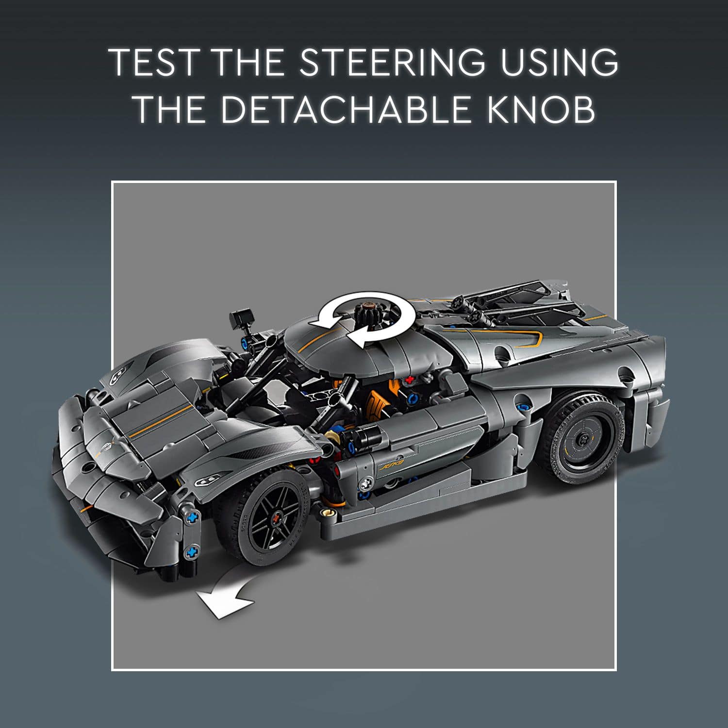 Test the steering using the detachable knob.