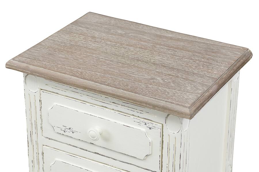 Left. Baxton Studio - Anjou Traditional French Accent Nightstand - White/Light Brown.