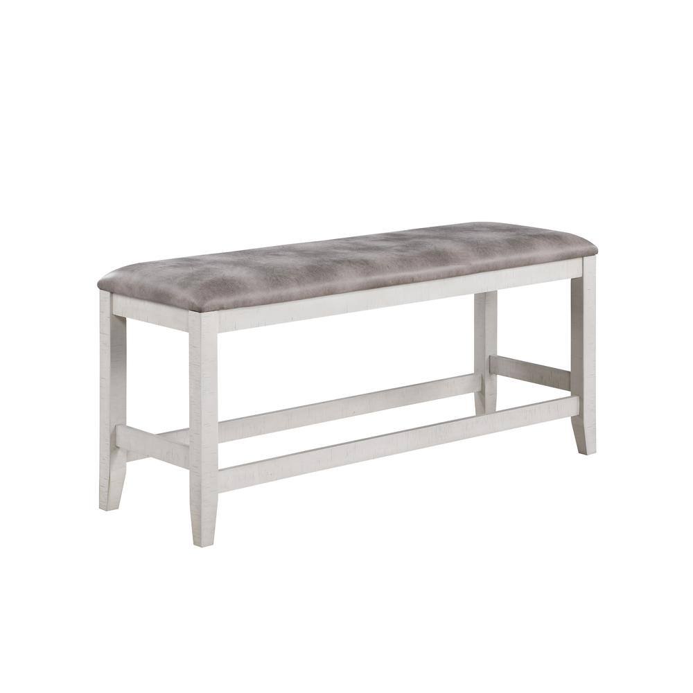 Front. New Classic Furniture - Richland Counter Ht Bench - White.