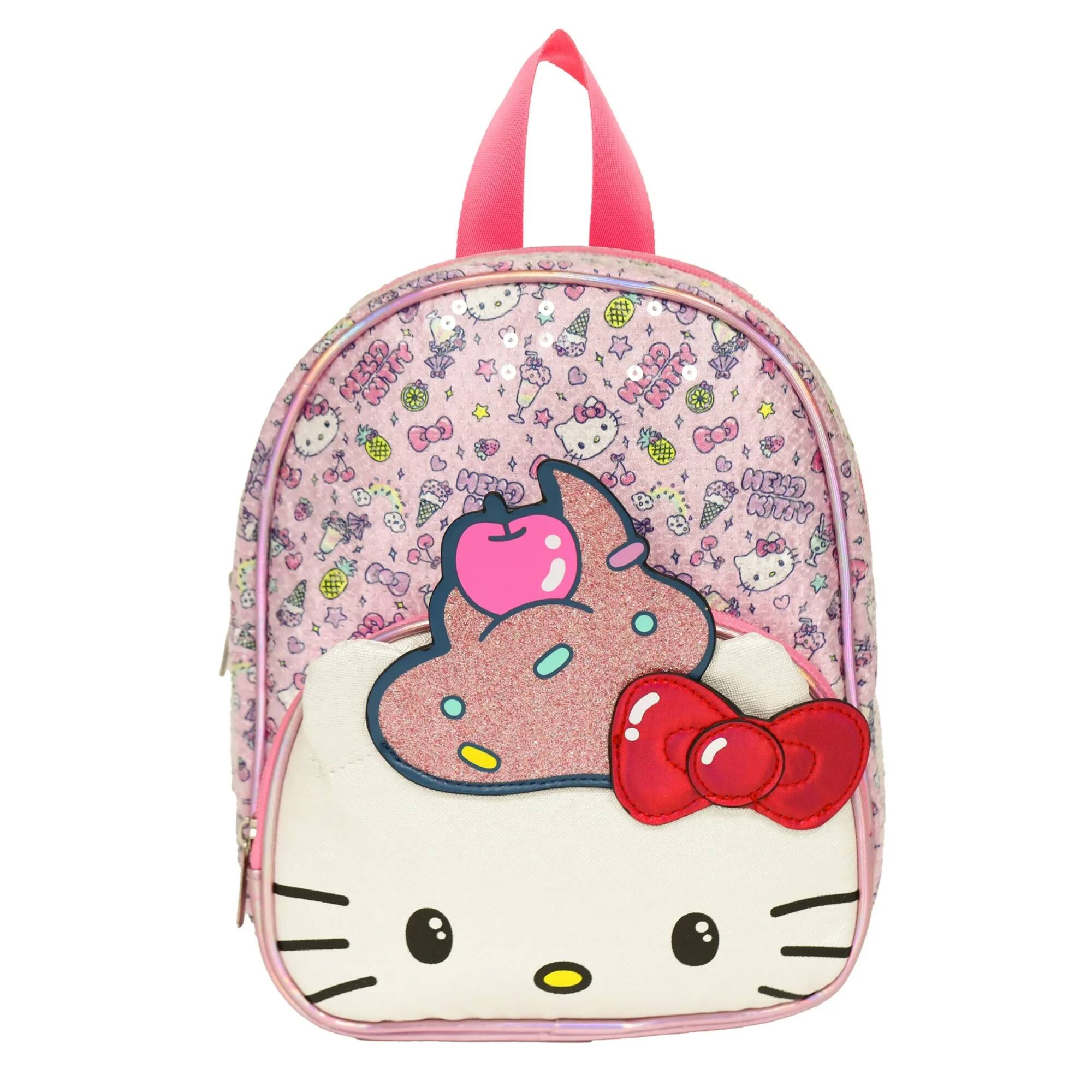 Alt View 1. UPD - Sanrio Hello Kitty Sequined Cupcake Mini Backpack 9" Pink with Glitter for Girls - Multicolored.