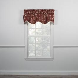 Ellis Curtain - Meadow High Quality Room Darkening Solid Natural Color Lined Scallop Window Valance - 50 x15" - Cardinal