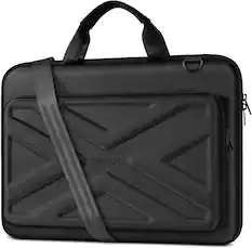 Front. mosiso - Hard Shell Laptop Case for 15-16 Inch MacBook Pro/Air HP Dell Lenovo Asus Acer,Waterproof Laptop Bag with Shoulder Strap - Black.