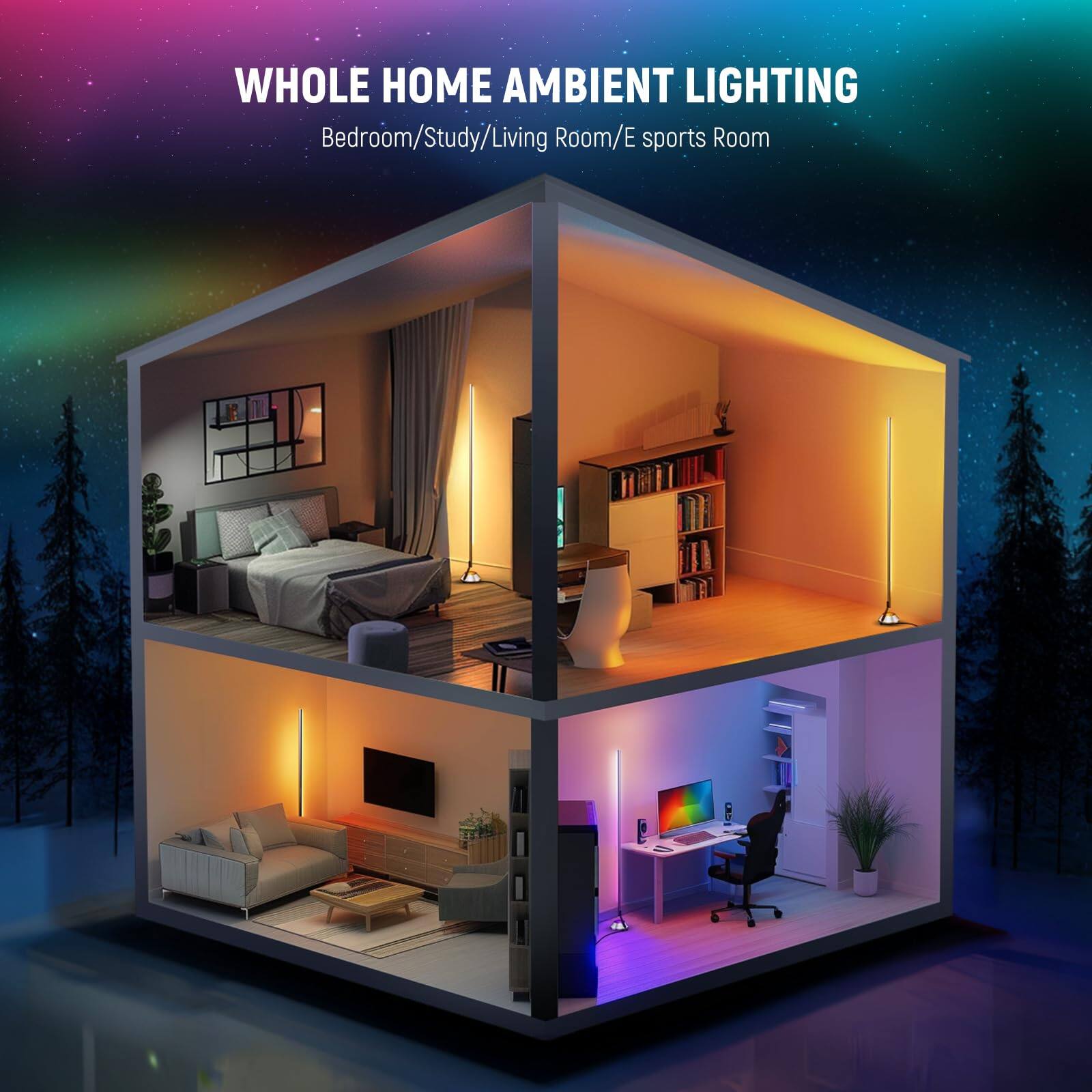 Neewer Smart RGBW Floor Lamp, 1500lm, 16M Colors, Music Sync