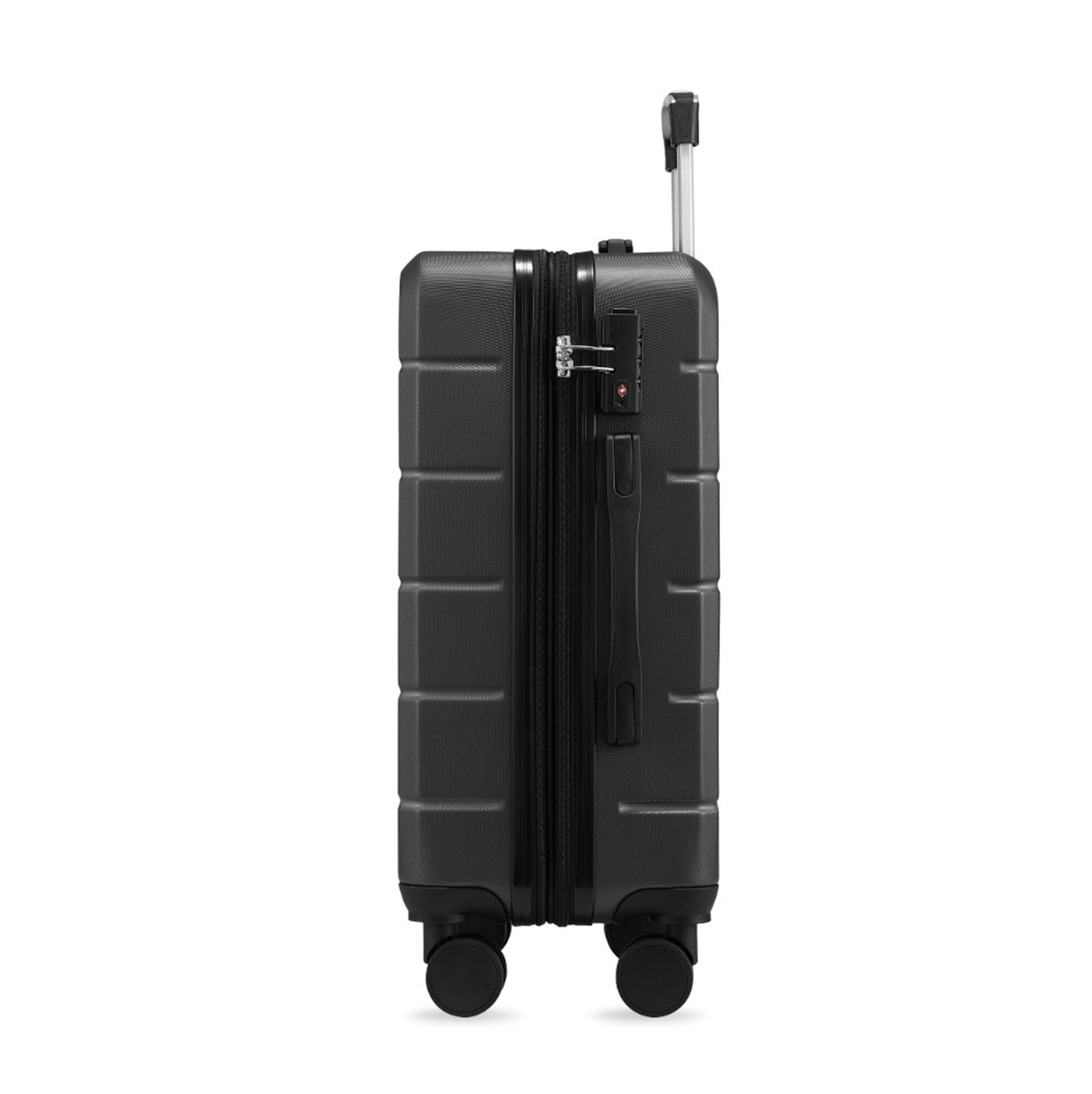 Left. LUGGEX - LUGGEX 20 Inch Carry-On Expandable Hardside Spinner Suitcase with TSA Lock Black - Black.
