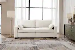 Roomtec - Modern Loveseat Sofa for Living Room Removable Cover Spring Cushions Solid Wood Frame Wide Armrest for Small Space - Beige