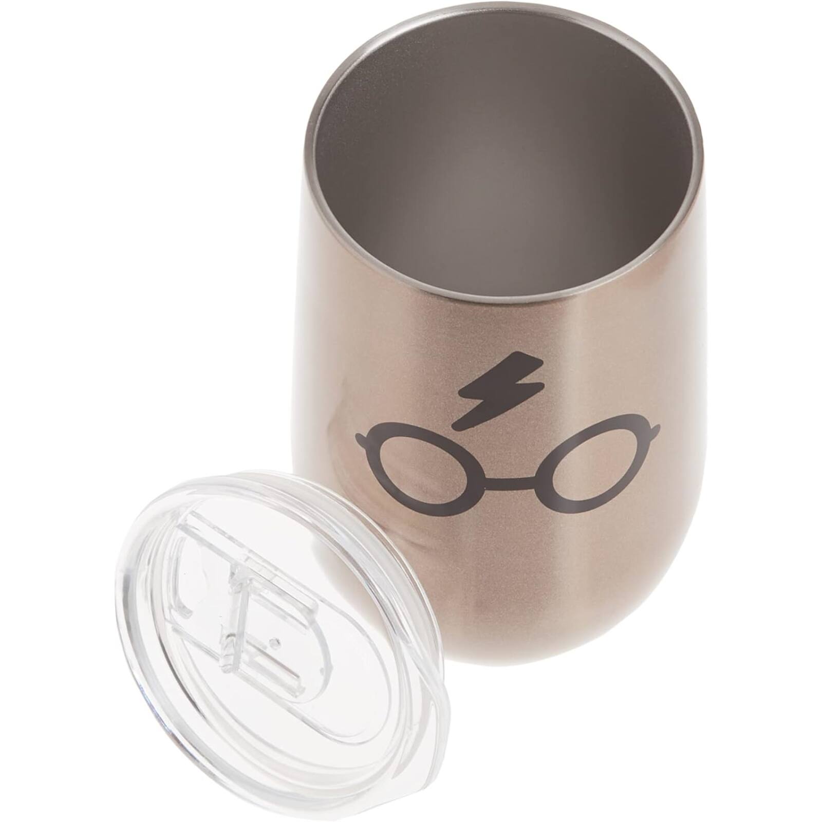 Back. Spoontiques - Harry Potter Glasses Gold Stainless Steel Double Wall Insulated Wine Tumbler Mug 16 ounce - Gold.