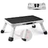 Front. VEVOR - Step Stool 1-Step 330lbs Capacity, Folding Steel Step Ladder 3 Adjustable Height - White,Black.