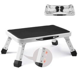 VEVOR - Step Stool 1-Step 330lbs Capacity, Folding Steel Step Ladder 3 Adjustable Height - White,Black
