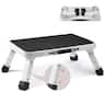 VEVOR - Step Stool 1-Step 330lbs Capacity, Folding Steel Step Ladder 3 Adjustable Height - White,Black