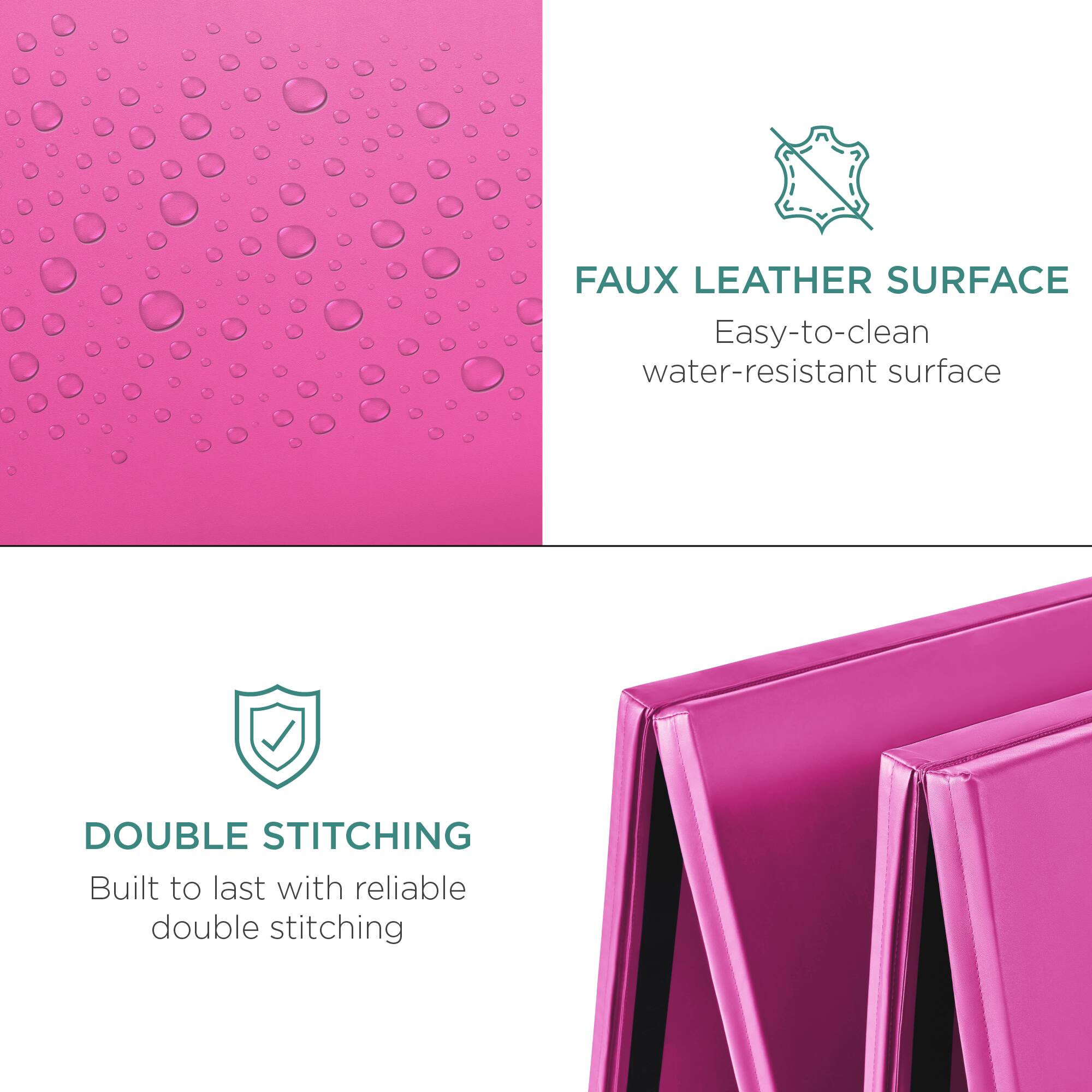 **FAUX LEATHER SURFACE**
Easy-to-clean, water-resistant surface

**DOUBLE STITCHING**
Built to last with reliable double stitching