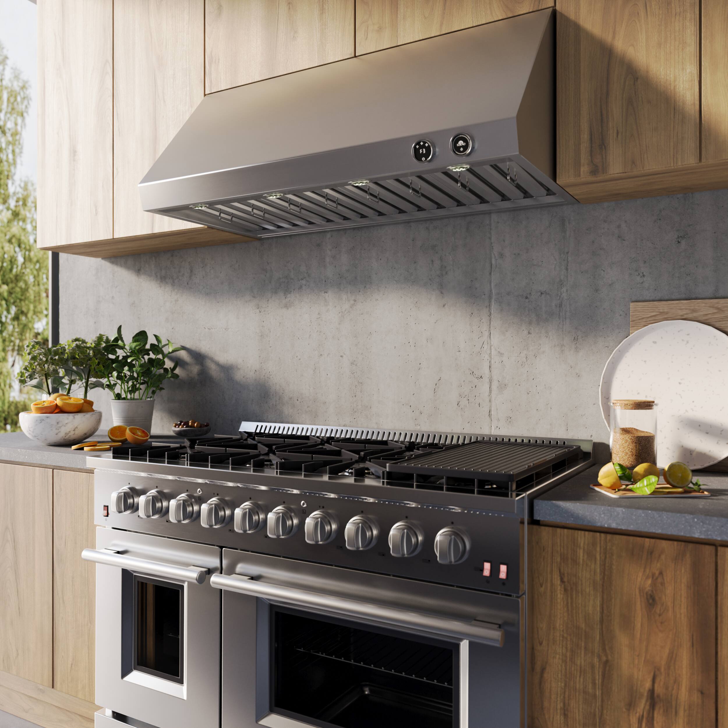 Alt View 6. Forno Appliances - Biagio 48" Wall Mounted Vented Range Hood - Silver.