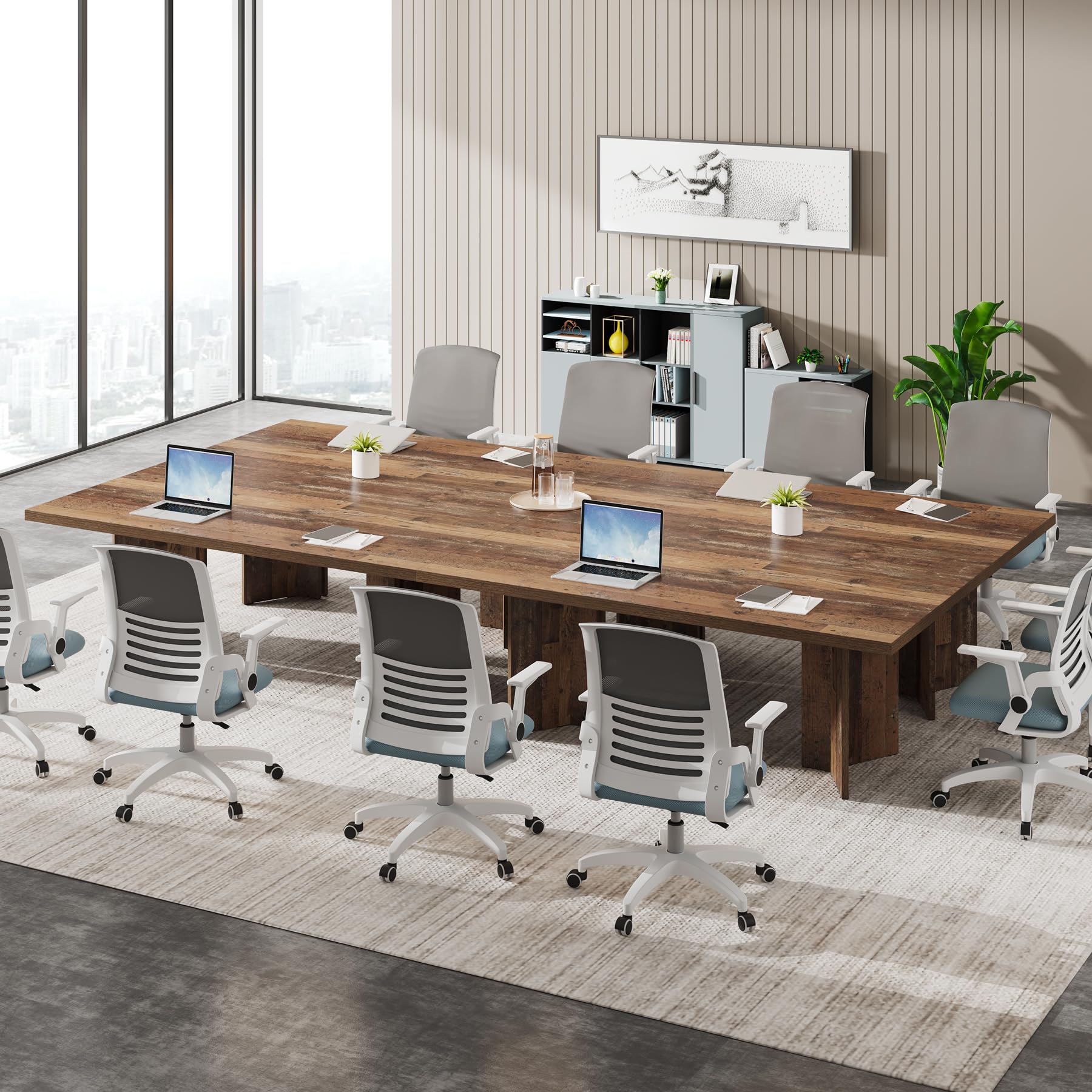 Tribesigns 5.5FT Conference Table, 63 inch Rectangle Meeting Seminar ...