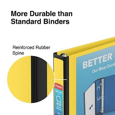 More Durable than Standard Binders  
Reinforced Rubber Spine  
BETTER  
Our Most Durable Staples  
400 Sheet Capacity