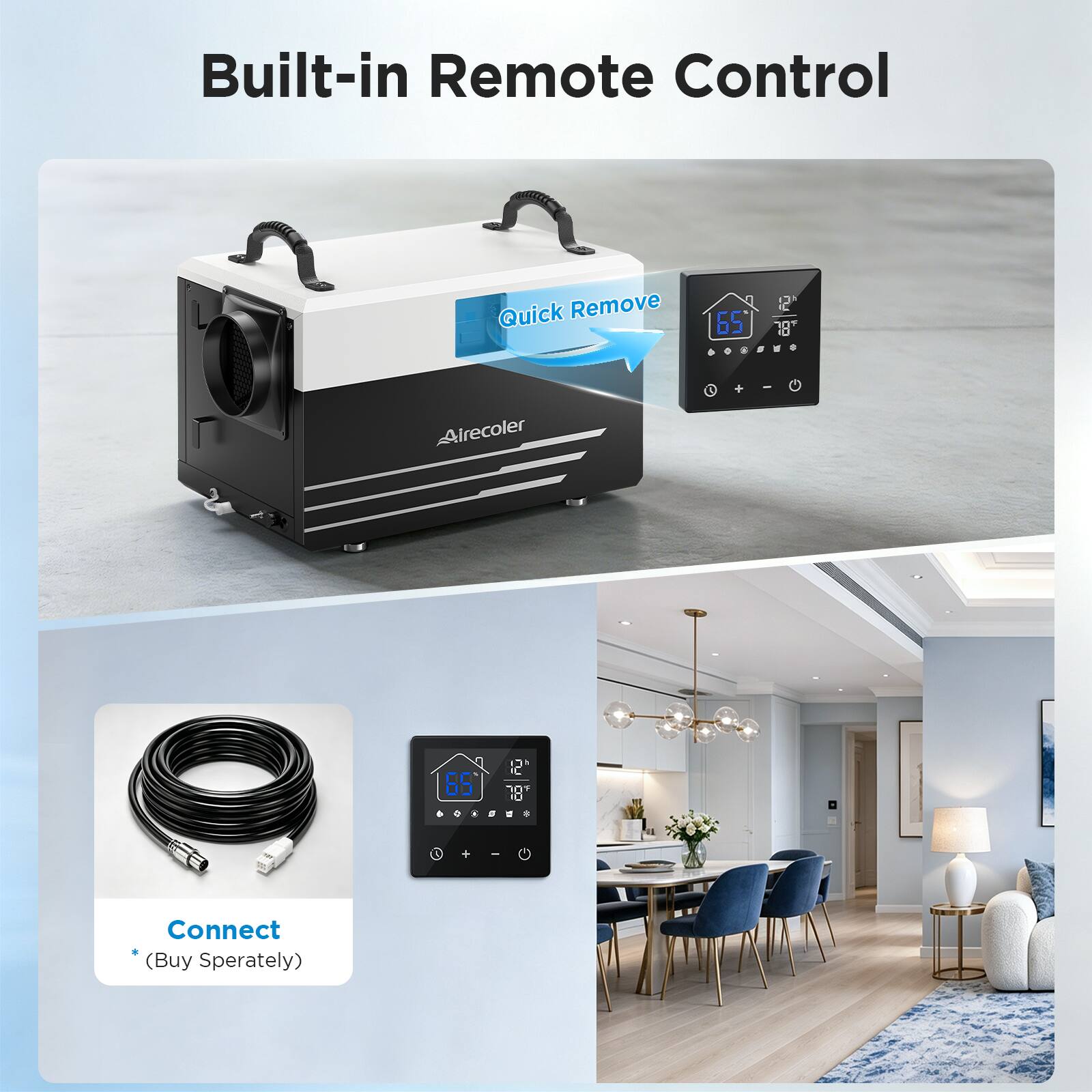 Built-in Remote Control Quick Remove 28 IC 12' 18" Aircooler 12 IL 65 I 20" Connect (Buy Separately)