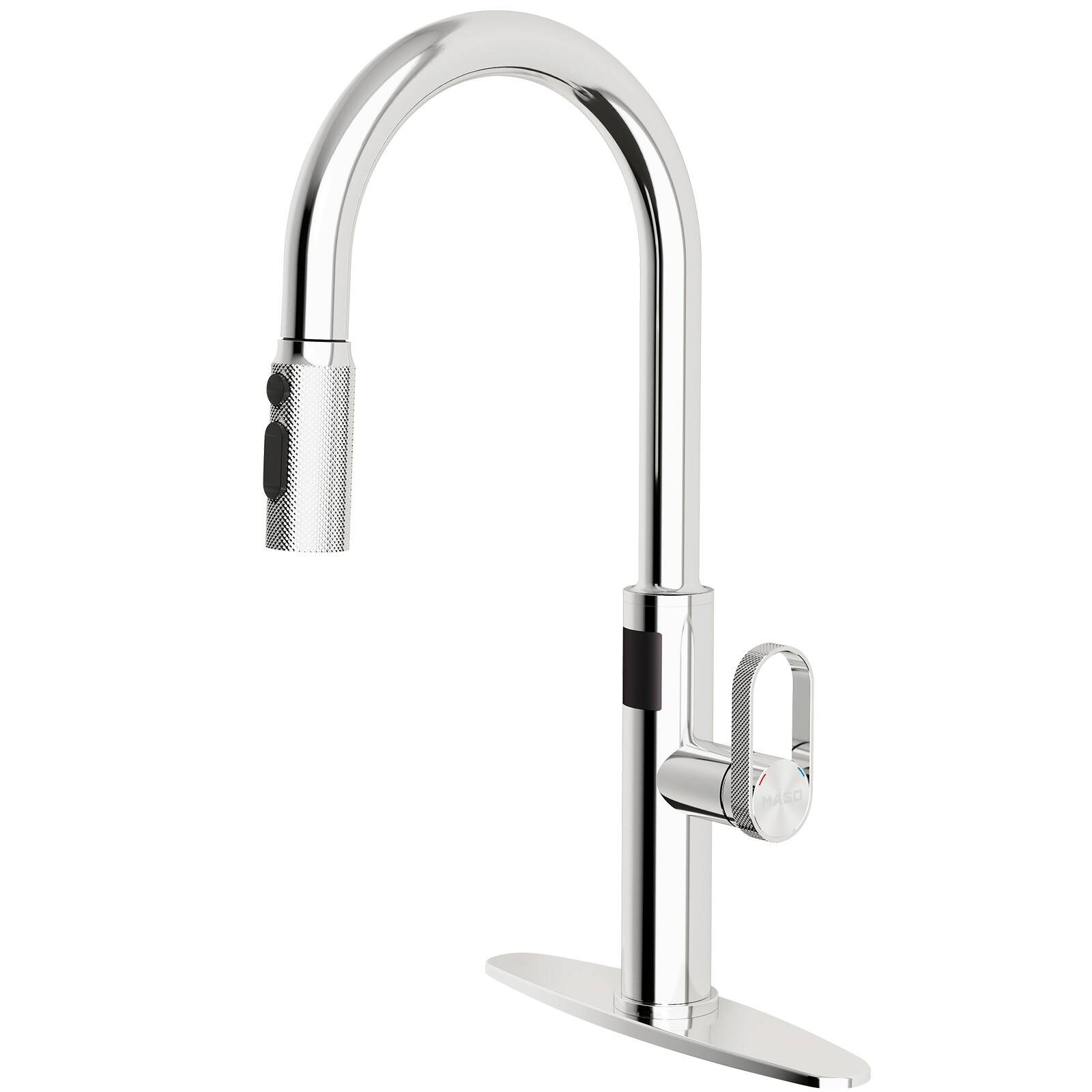 Front. ENZE - Touchless Kitchen Faucet with Pull-Down Sprayer Fahrenheit Temperature Display 3 Spray Modes 360° Modern Faucet - Nickel.