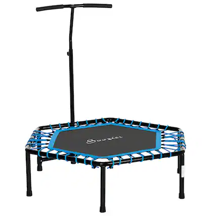 Front. Soozier - 48" Adult Hexagon Rebounder Trampoline Fitness Bungee Jumping Cardio Trainer Outdoor Bouncer Jumper Adjustable Bar - Blue and Black.