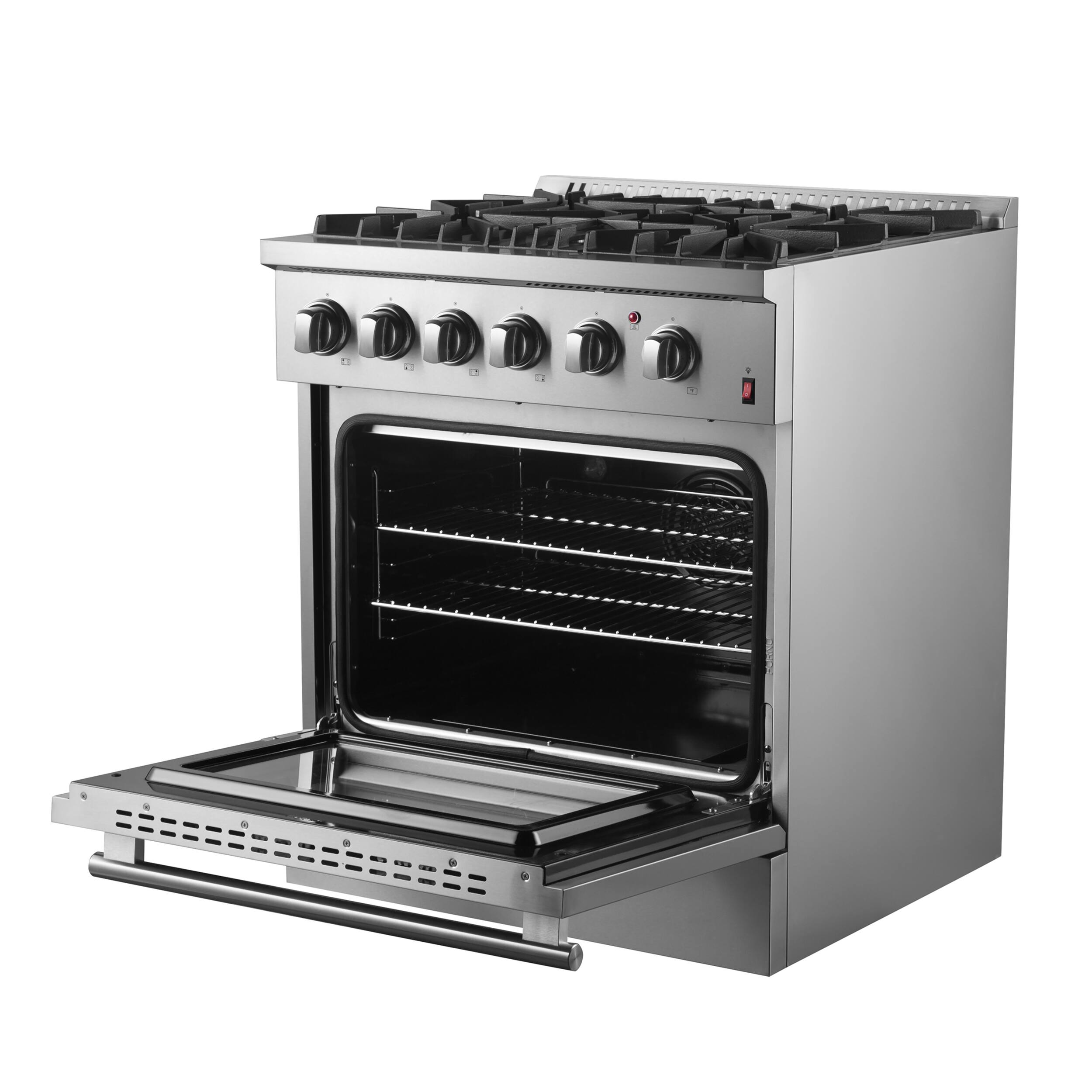 Alt View 1. Forno Appliances - Marco 4.32 Cu. Ft. Freestanding Dual Fuel Convection Range with Dual Ring Burner - Silver.