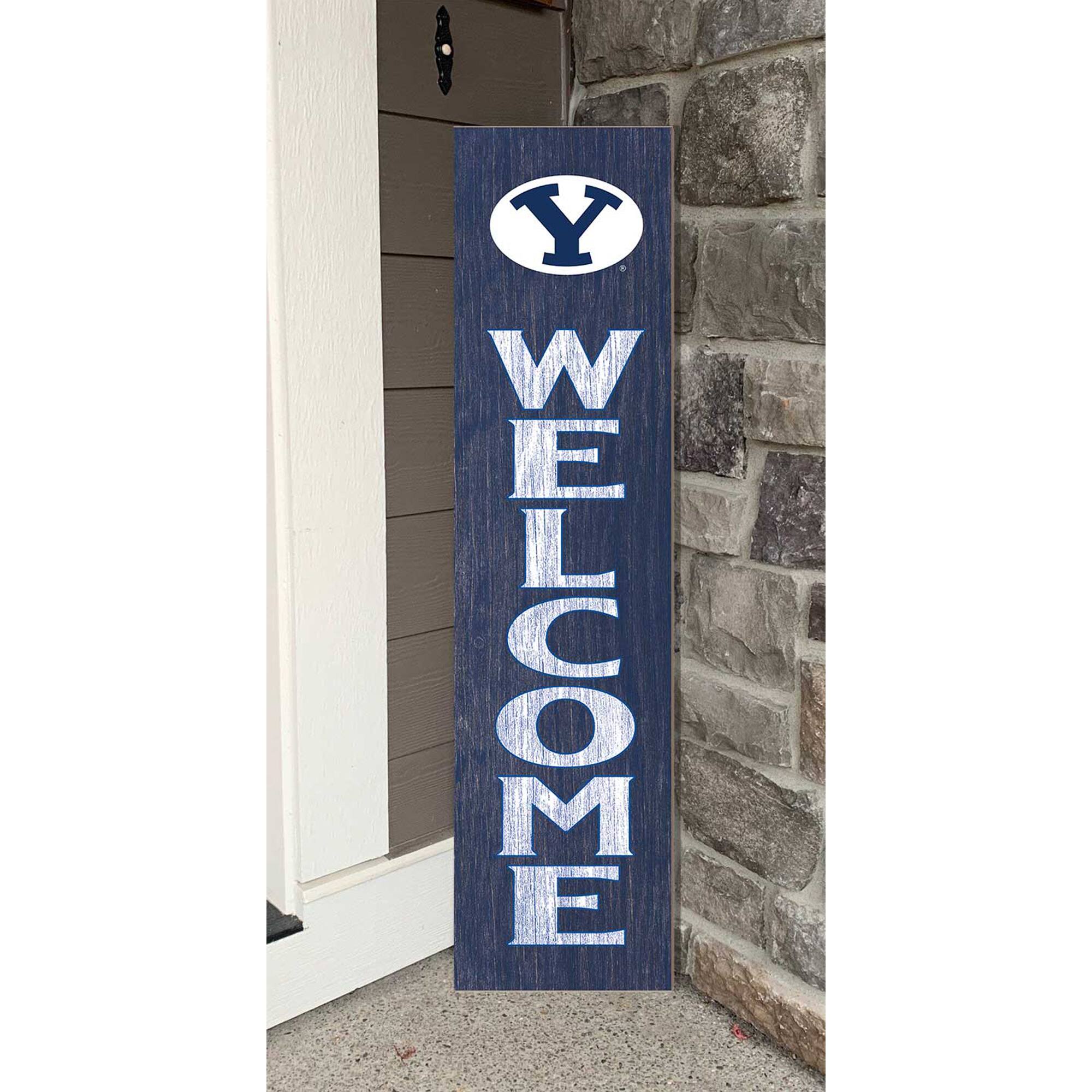 Alt View 1. Jardine - BYU Cougars 12'' x 48'' Welcome Leaner - Navy.