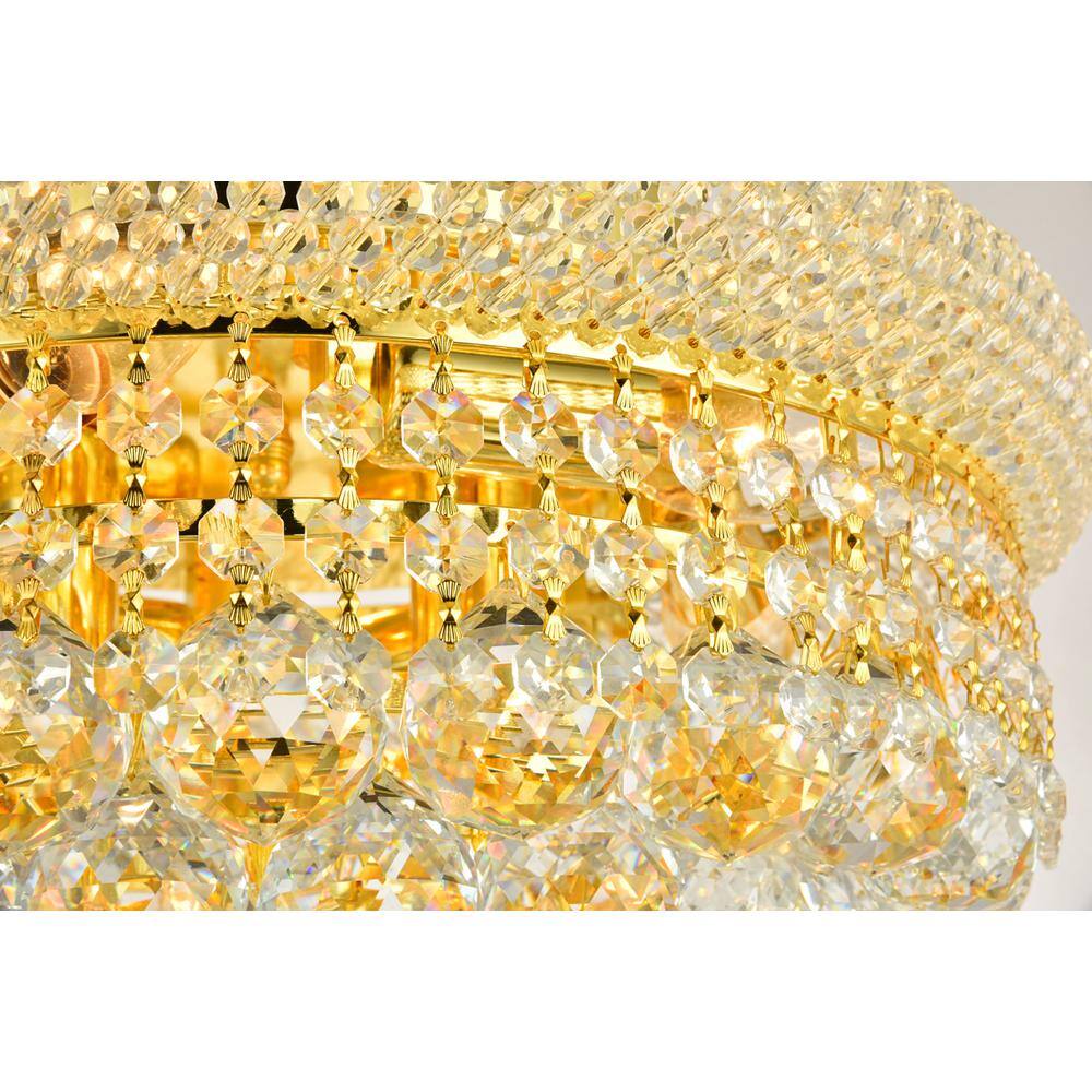 Left. Elegant Lighting - Primo 8 light Gold Flush Mount Clear Royal Cut Crystal - Gold.