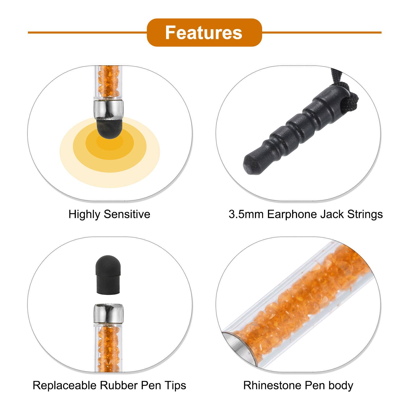 Features

- Highly Sensitive
- 3.5mm Earphone Jack Strings
- Replaceable Rubber Pen Tips
- Rhinestone Pen body