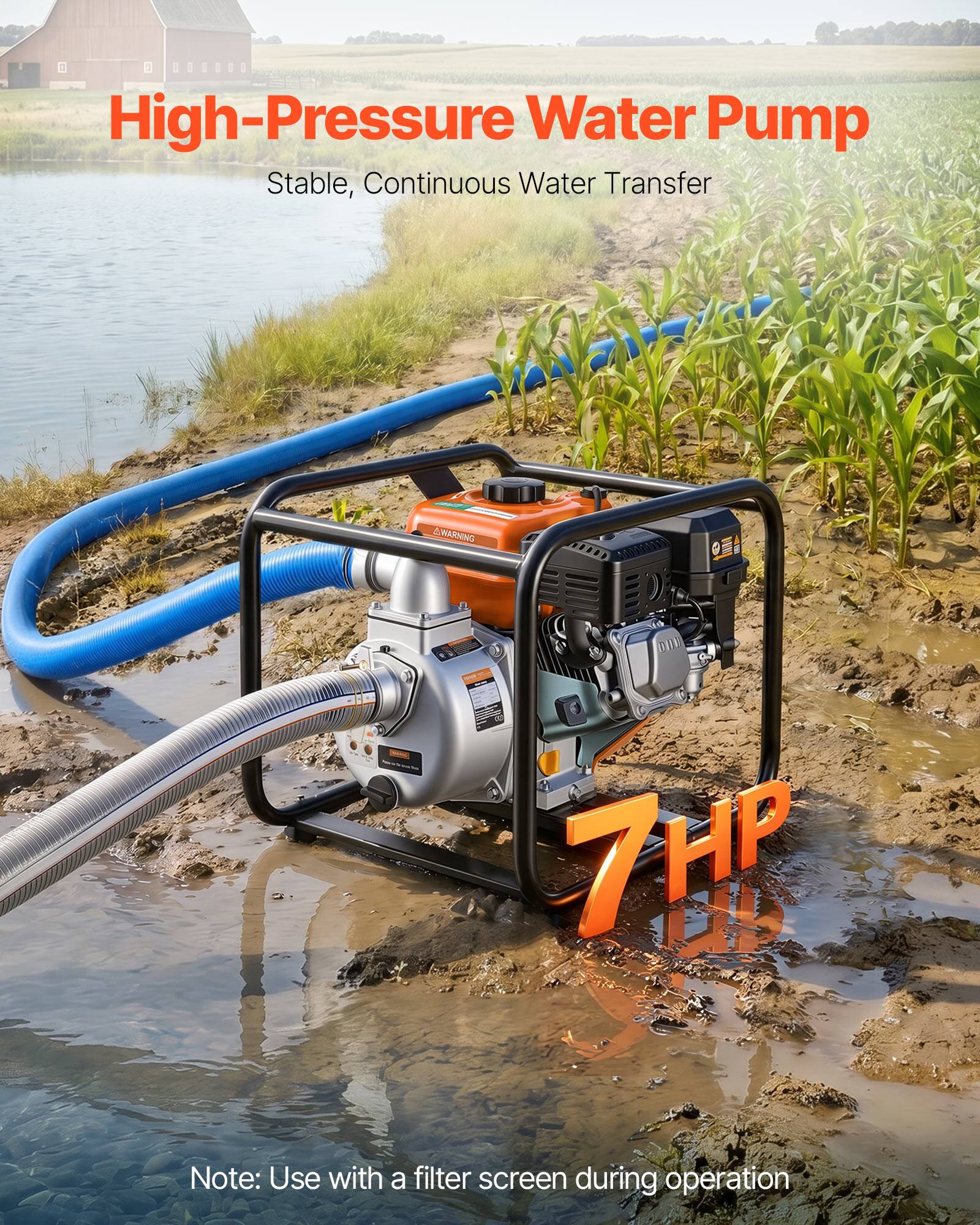 High-Pressure Water Pump  
Stable, Continuous Water Transfer  

WARNING  

7HP  

Note: Use with a filter screen during operation