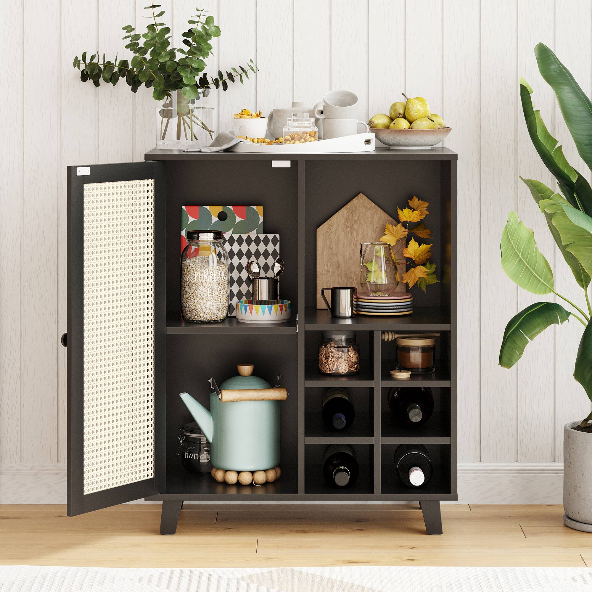 Alt View 2. Boyel Living - Sideboard Cabinet with Storage 34 Inch Wine Bar Cabinet with Wine Racks Buffet Cabinets - Black.