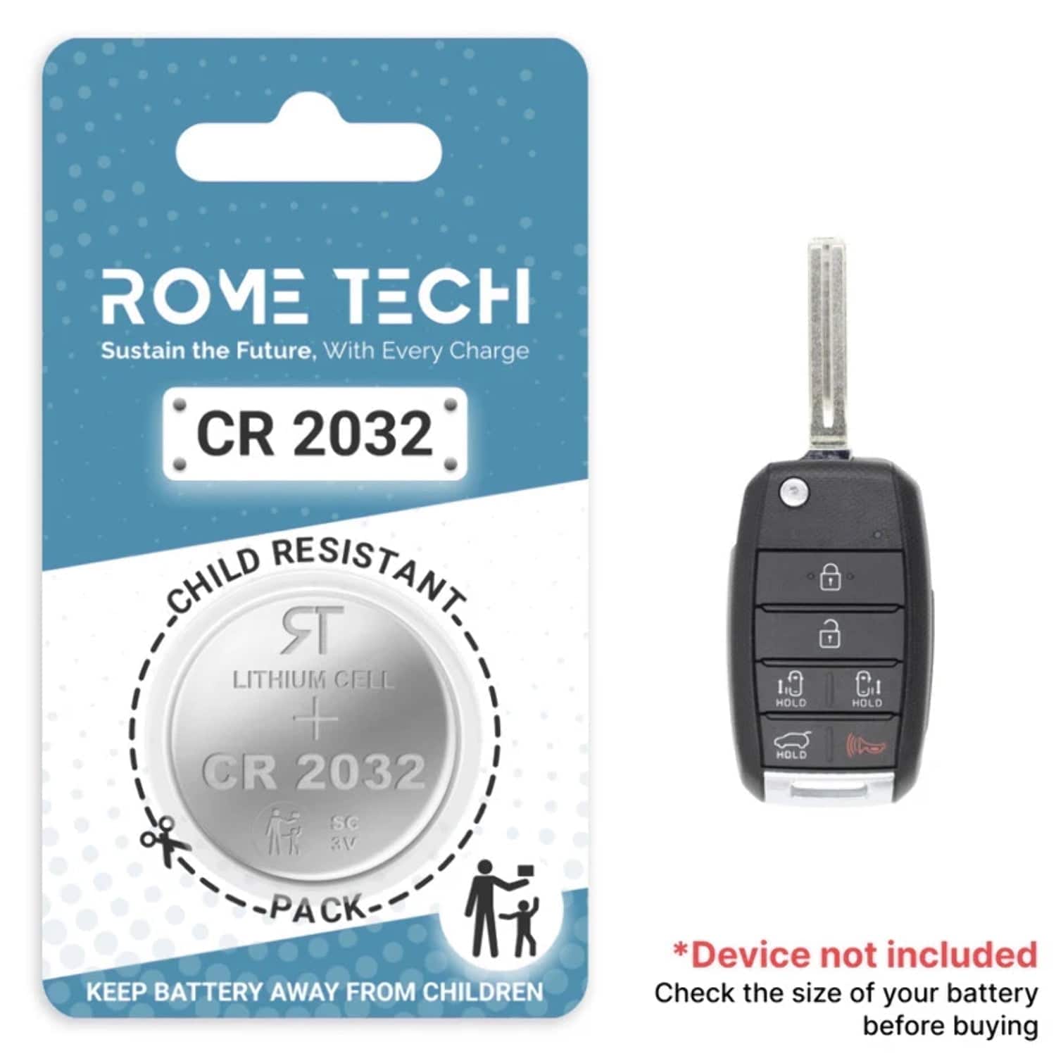 RomeTech - Replacement Battery for Key Fob - Kia Sedona 2019-2020