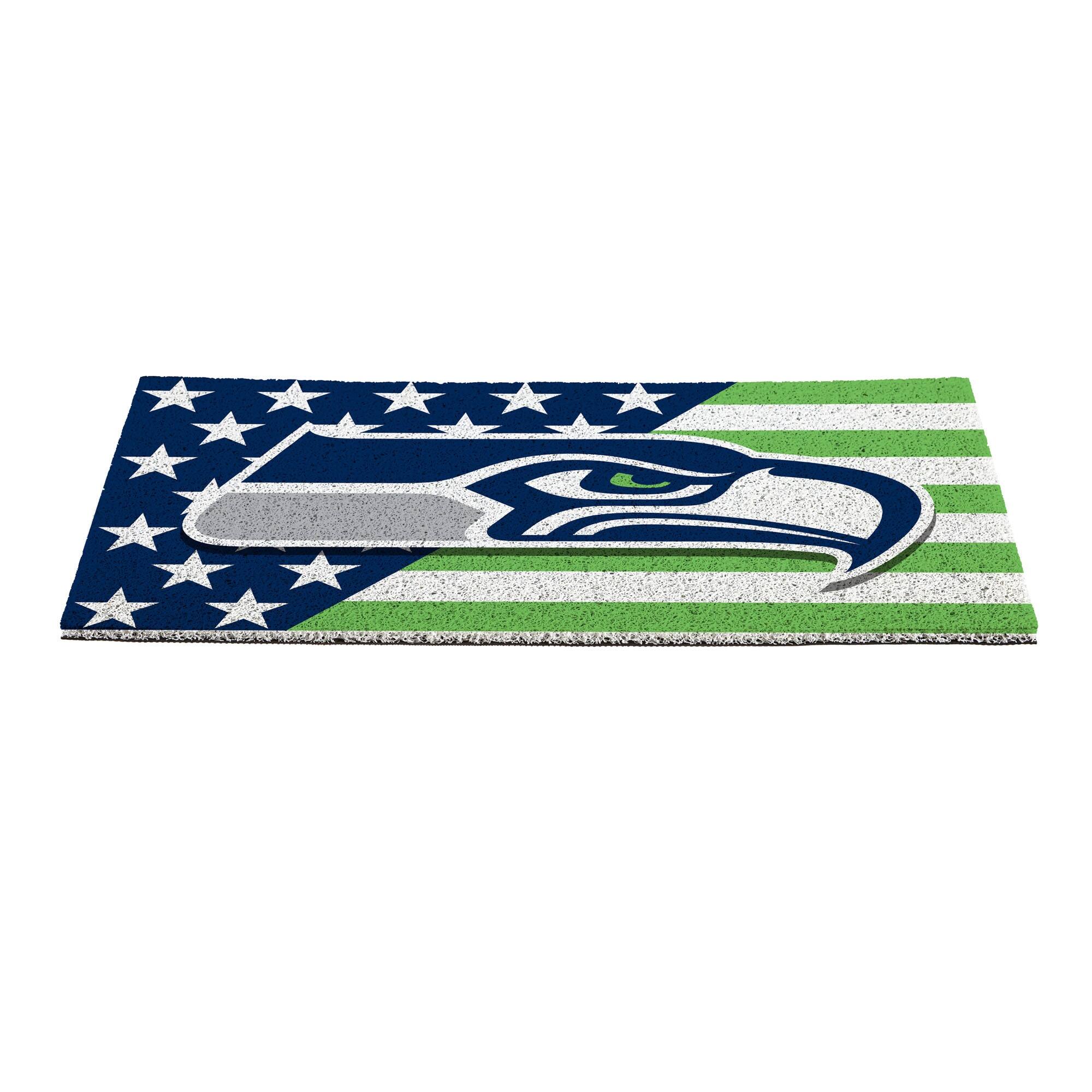 Alt View 1. Evergreen Enterprises - Seattle Seahawks 16" x 28" Stars & Stripes Patriotic Turf Mat - Multicolor.