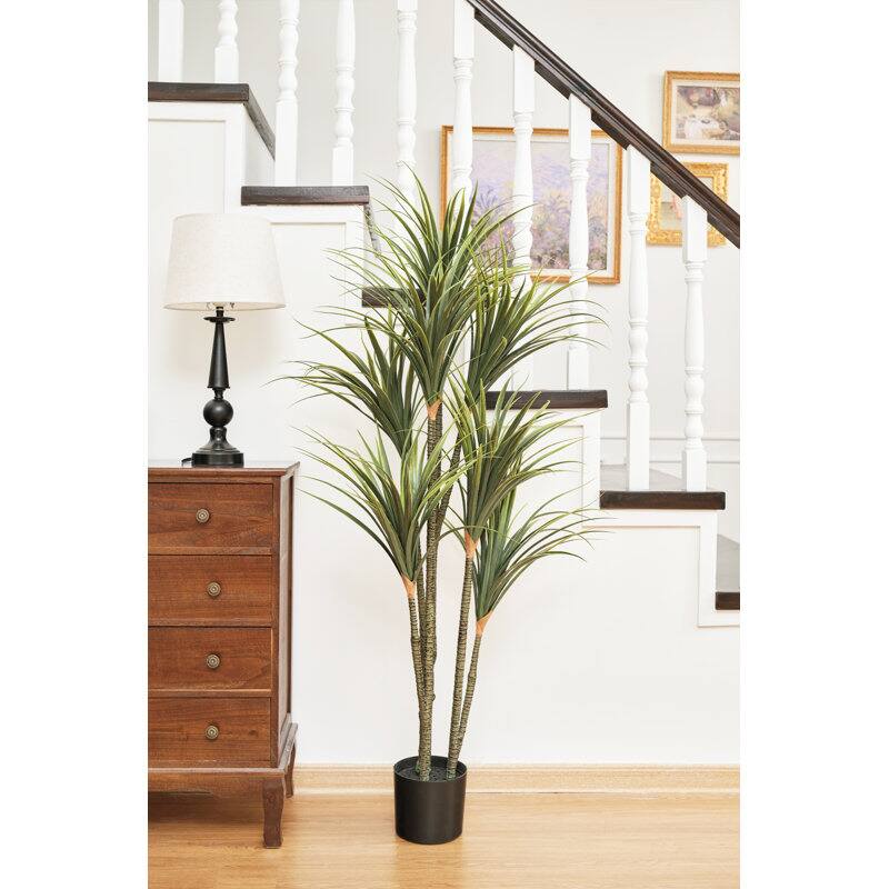 Angle. Siljoy - 59'' Tall Faux Plant in Pot – Indoor Decor Essential - green.