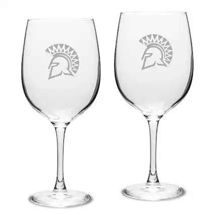 Front. Jardine - San Jose State Spartans 19oz. 2-Piece Traditional Robusto Red Wine Table Glass Set - Multicolor.