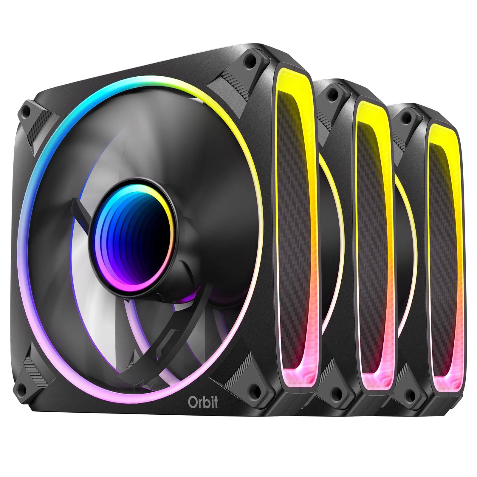 Front. Antec - Orbit 120 ARGB 120mm ARGB PWM Case Fan 3-Pack - Black.