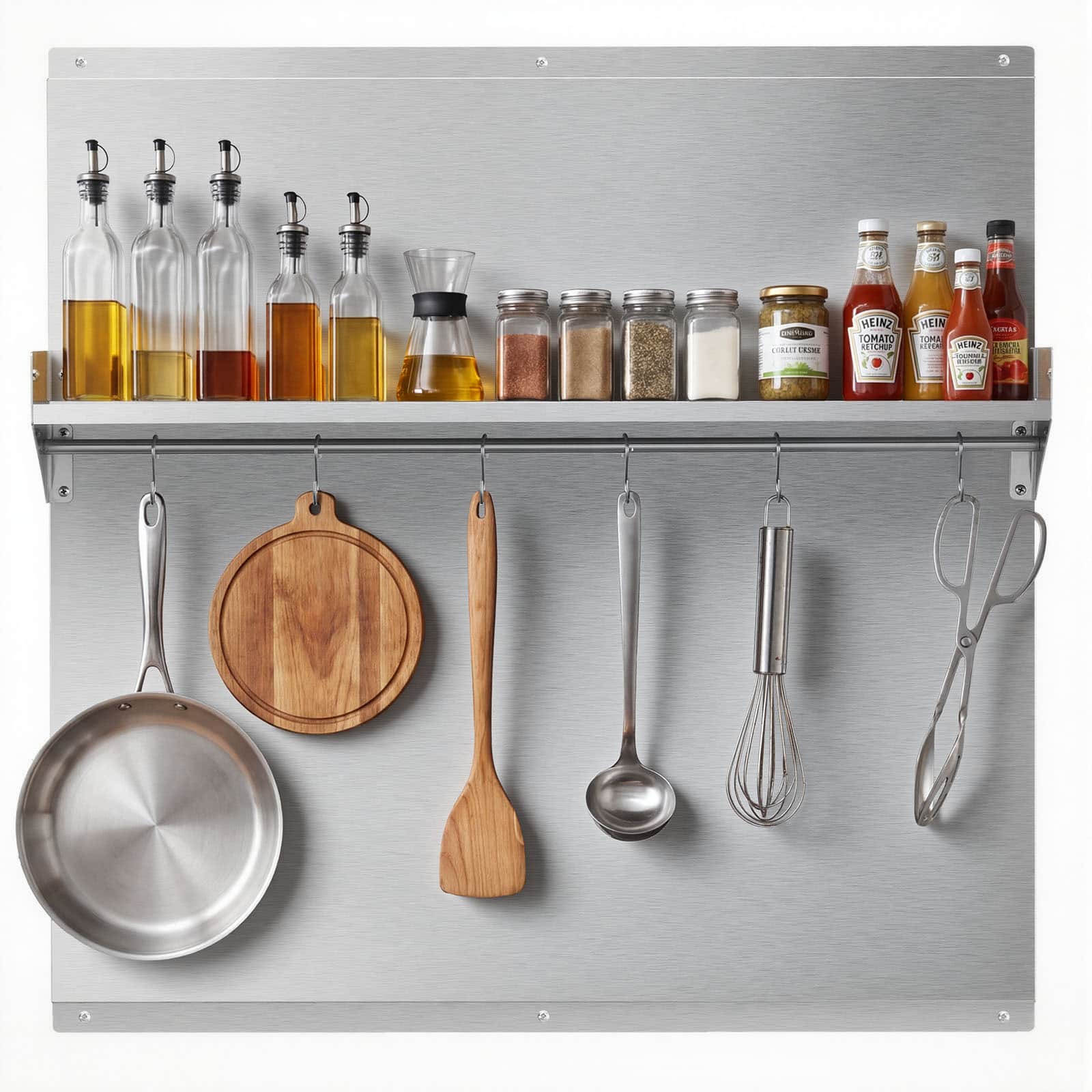 "VEVOR - 30"" x 30"" Stainless Steel Backsplash for Stove, Ultra Flat Splatter Guard with Storage Shelf & Hanging Rack - Stainless Steel Color" price history on PriceWatchPro