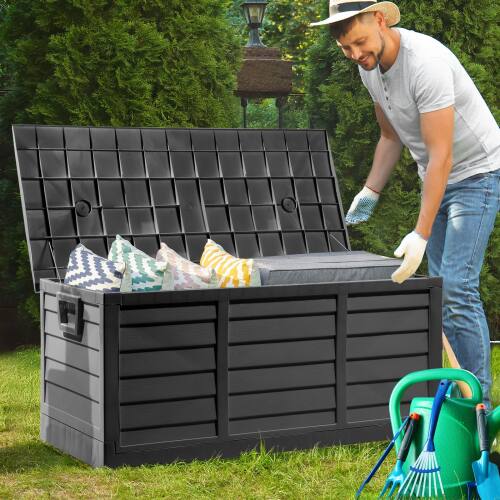 Alt View 10. Winado - 75 Gallon Portable Foldable Storage Deck Box Fast Installation Garden with Movable Wheels for Indoor Outdoor Storage - Black.
