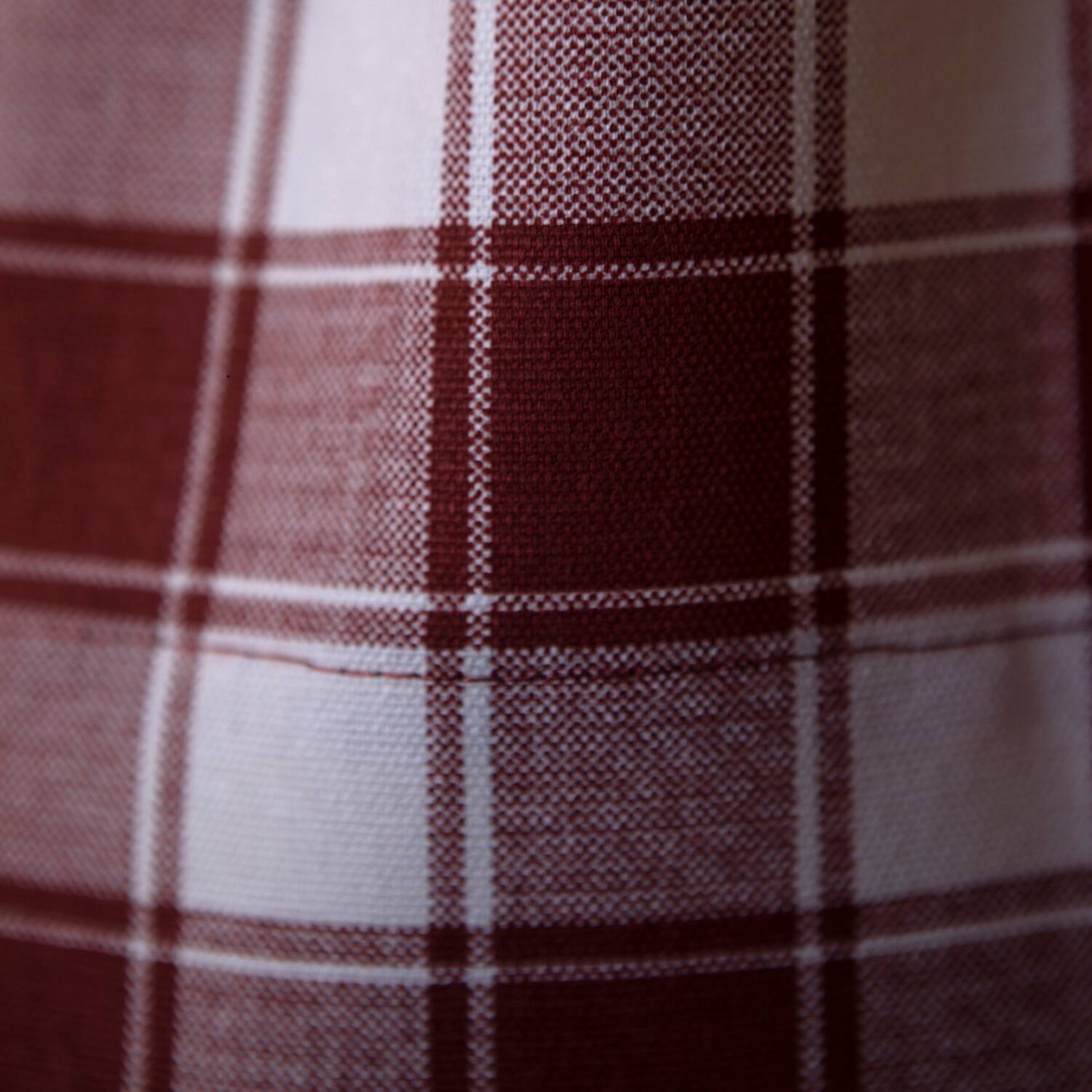 Left. Ellis Curtain - ELLIS 50% Polyester 50% Cotton Country Check With 1.5" Rod Pocket Tailored Swag  56" x 36" Brick - Brick.