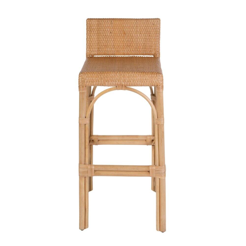 Alt View 2. Butler Specialty - Serienna 30 in. Seat Height Rectangular Rattan Low Back Bar Stool - Natural.