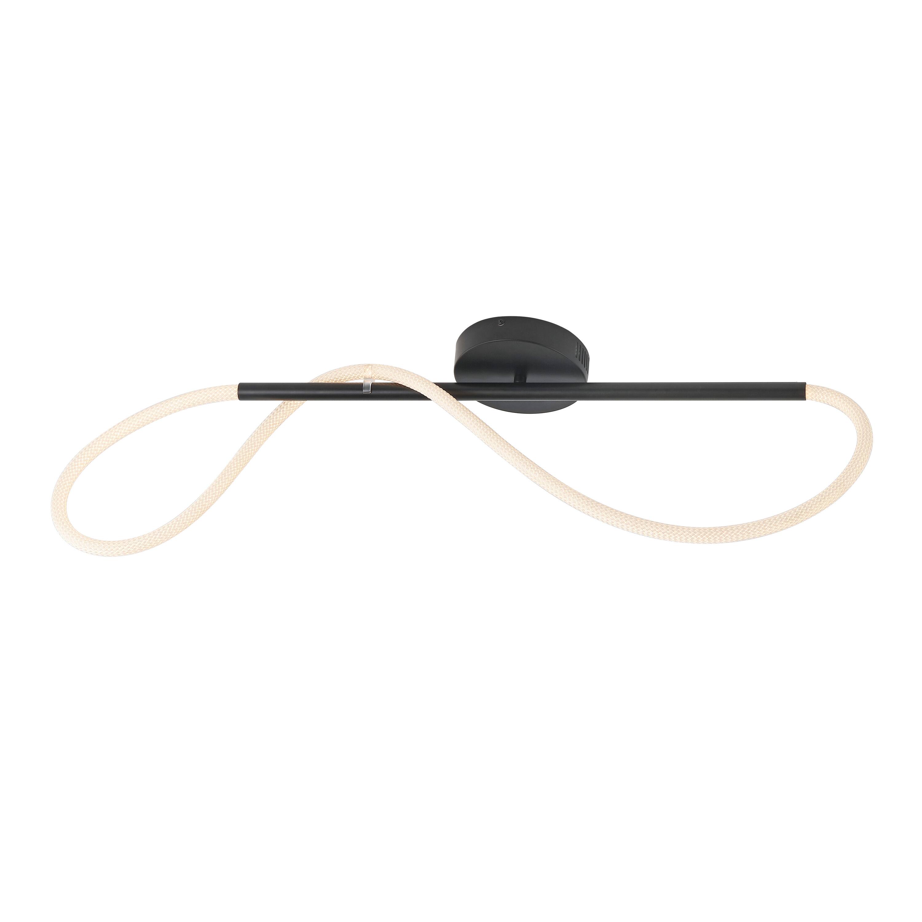 Front. Jonathan Y - Alessio 33" Contemporary Minimalist 360 Adjustable Silicone Neon Rope Dimmable Linear Integrated LED Flush Mount, Black - Black.