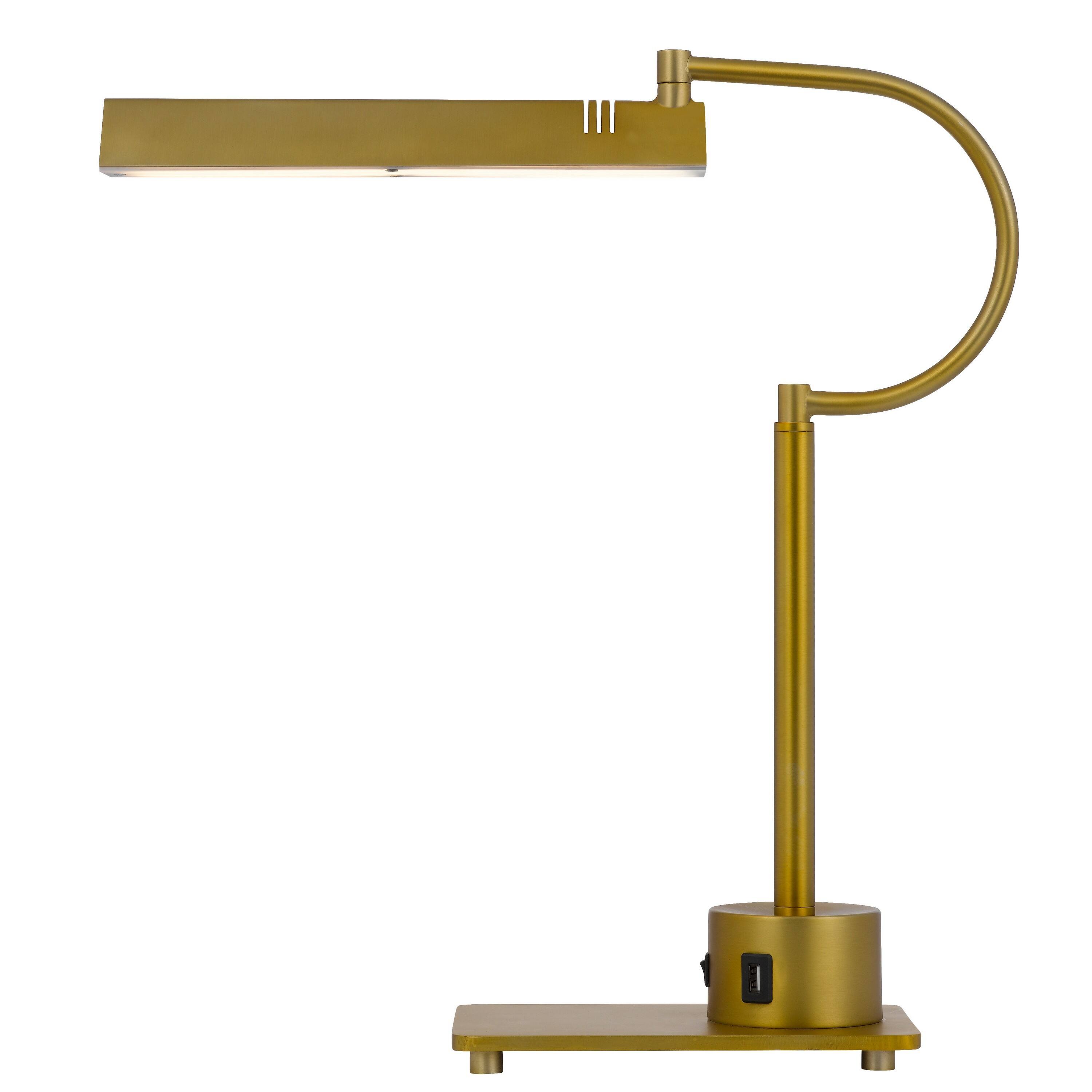 Front. Manhattan Lane - Hoso 18 Inch Desk Lamp, 2 USB Ports, AdjusDesk Metal Frame - Bronze.