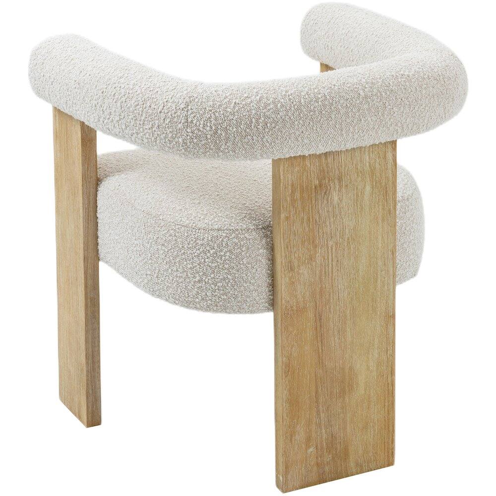 Alt View 2. Meridian Furniture - Barrel Cream Boucle Fabric Dining Chair - Beige.