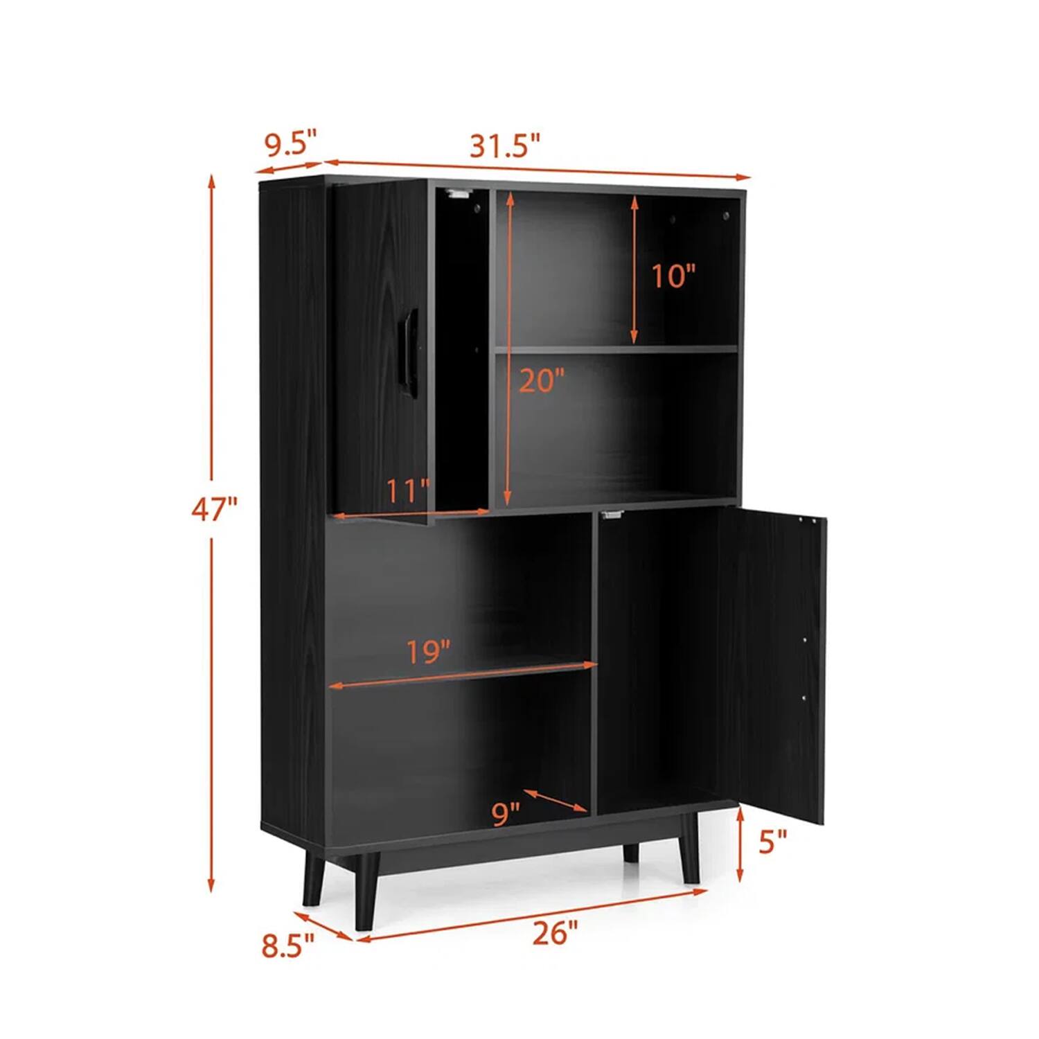 9.5" 31.5" 10" 20" 47" 11" 19" 9" 5" 8.5" 26"