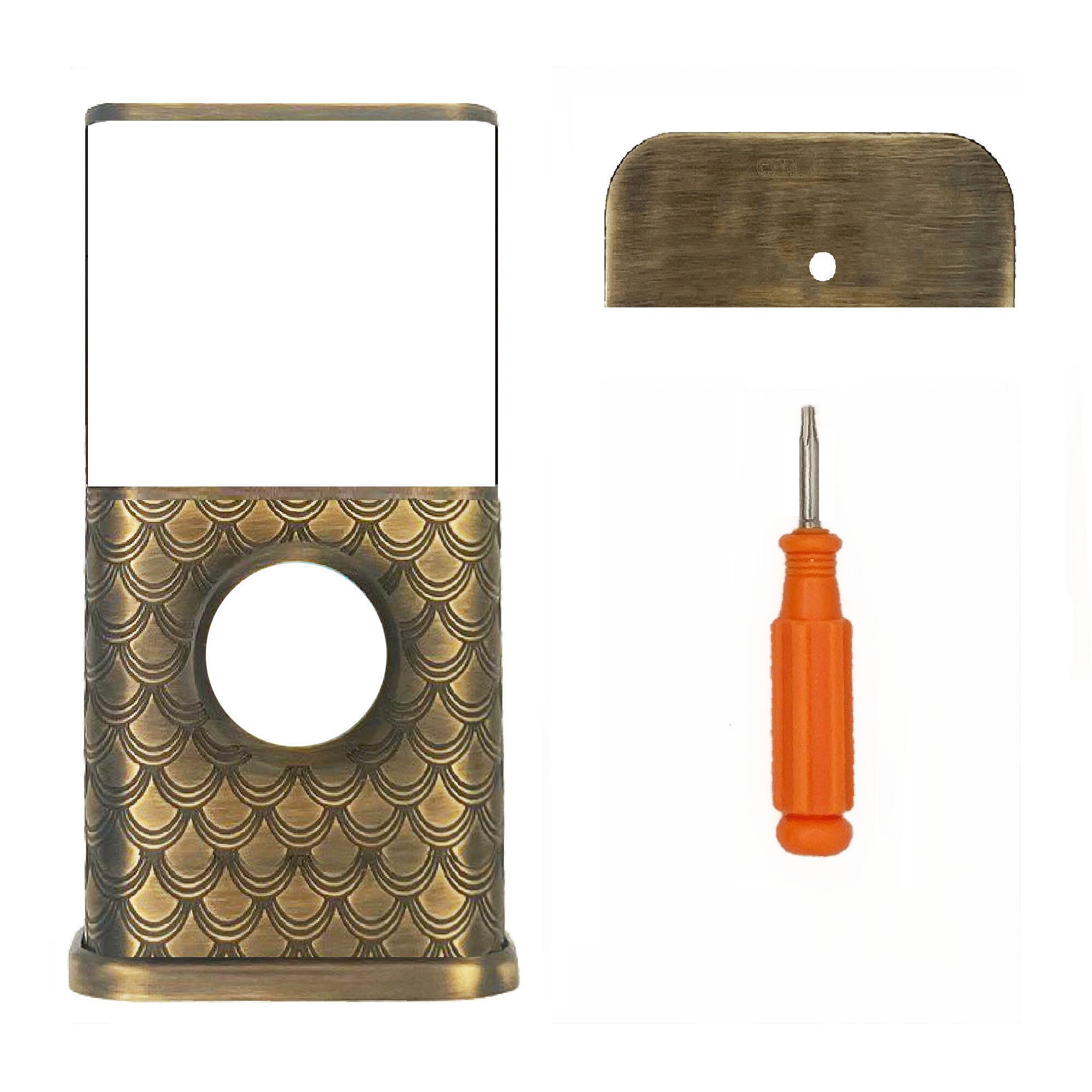 Back. Michael Healy - Scales Video Doorbell Cover (Ring 3, 3 Plus, 4, Battery Plus and Battery Pro) - Antique Brass.