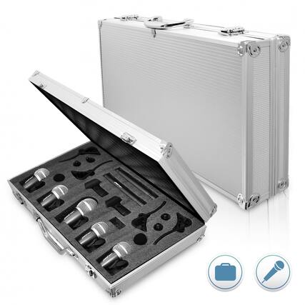 Front. Pyle - Pyle 7-Piece Wired Dynamic Kit-Kick Bass, Tom/Snare & Cymbals Microphone Set-for Drums, Vocal, & Oth.